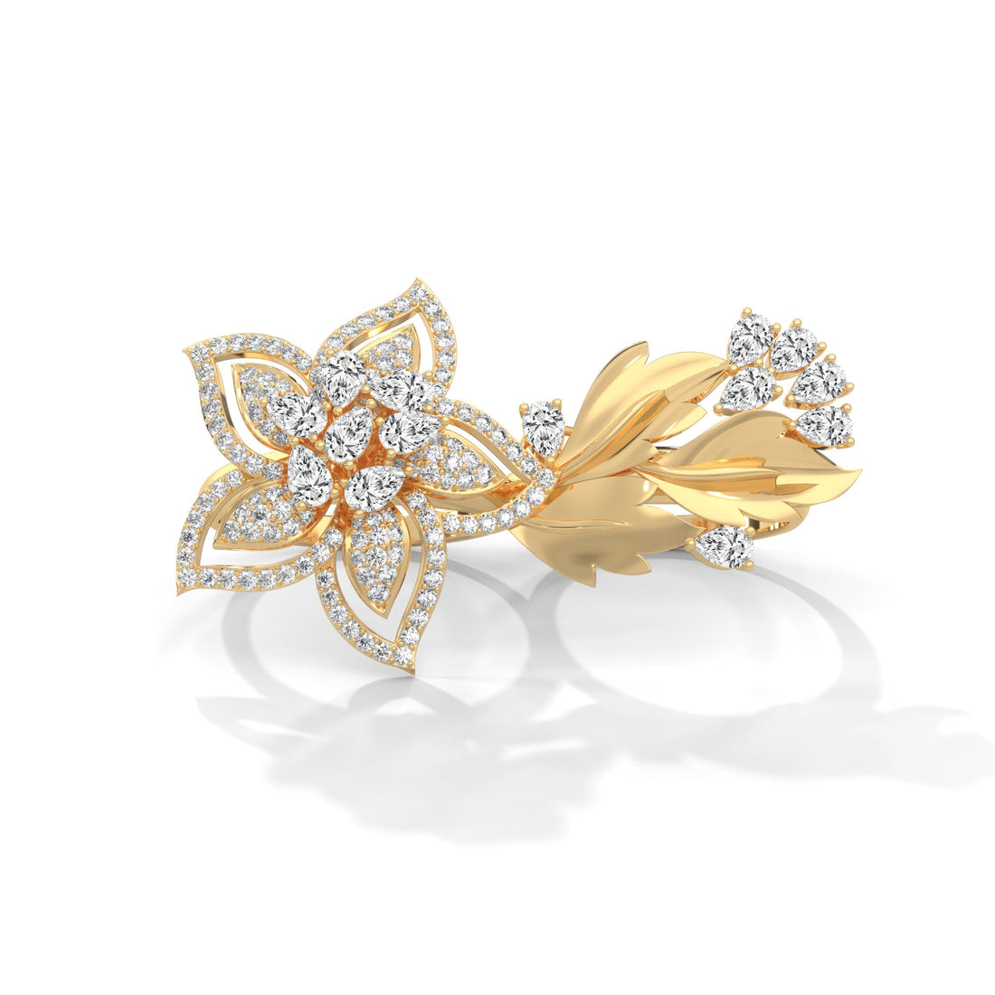 BlossomLuxe 0.93 CTW Lab-Grown Diamond Floral Dual Ring | 14K & 18K Gold