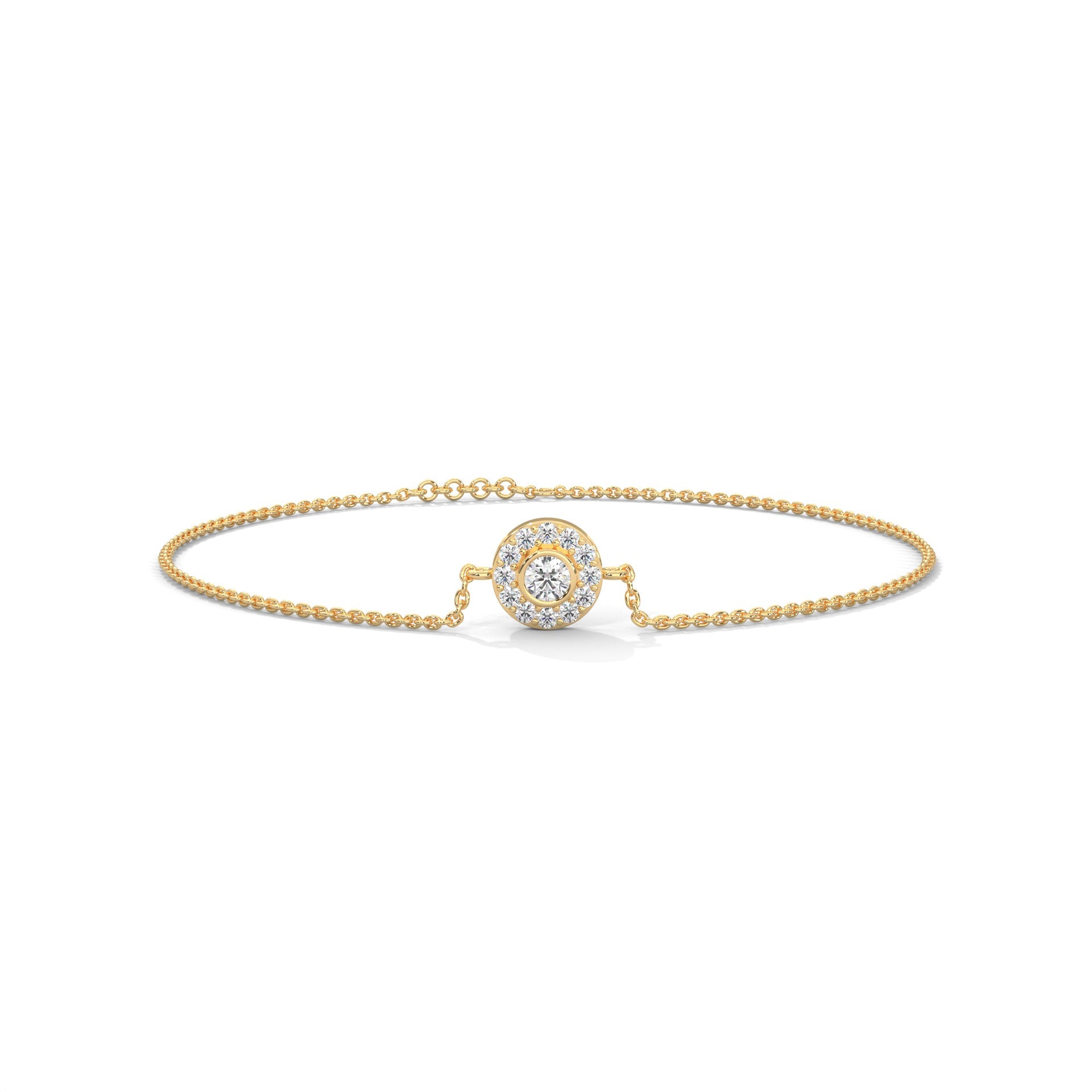 Elegant Round Lab-Grown Diamond Halo Gold Bracelet | 0.25 CTW