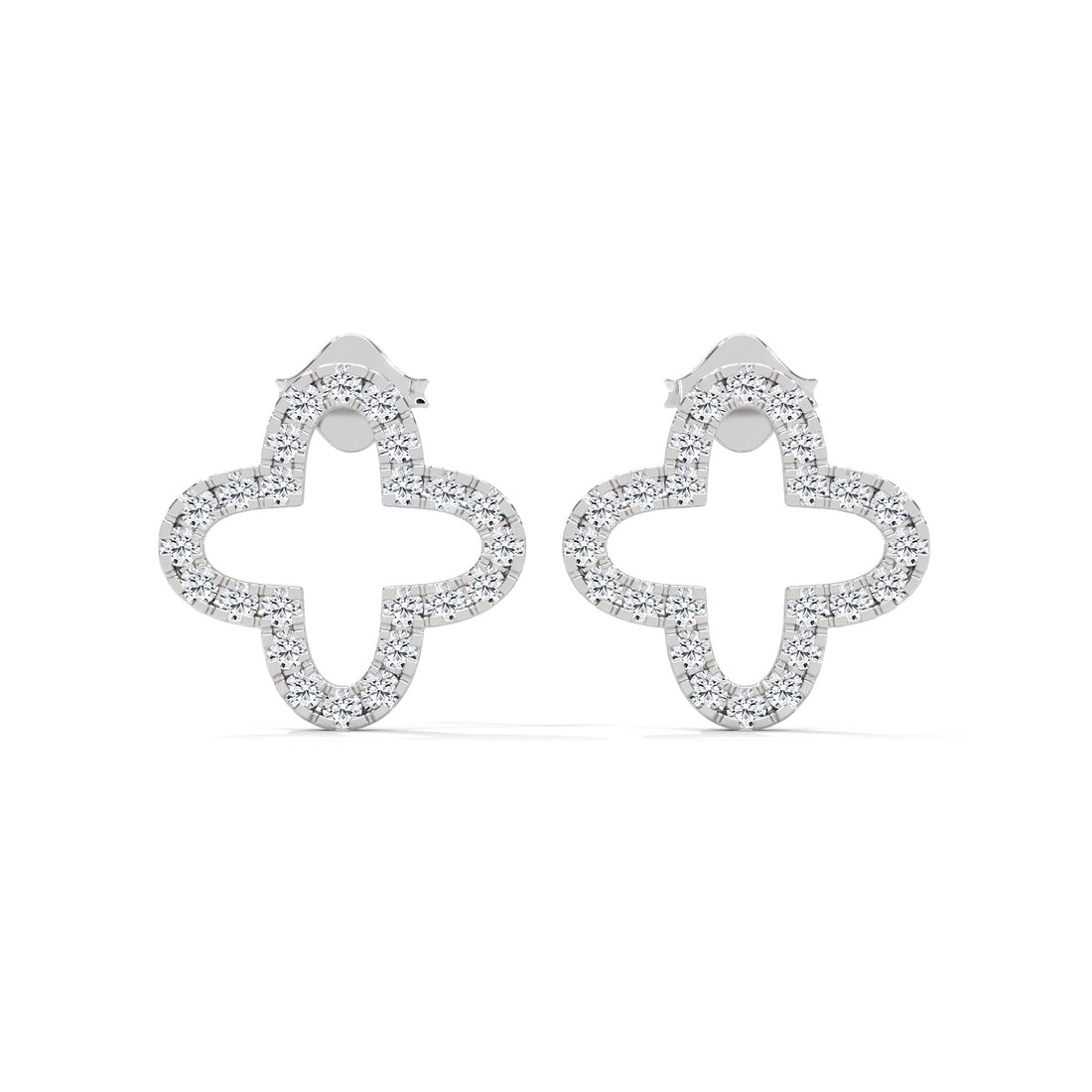 Diamond Pave Clover Hoop Earrings in 14K & 18 K Gold | 0.76 Ctw