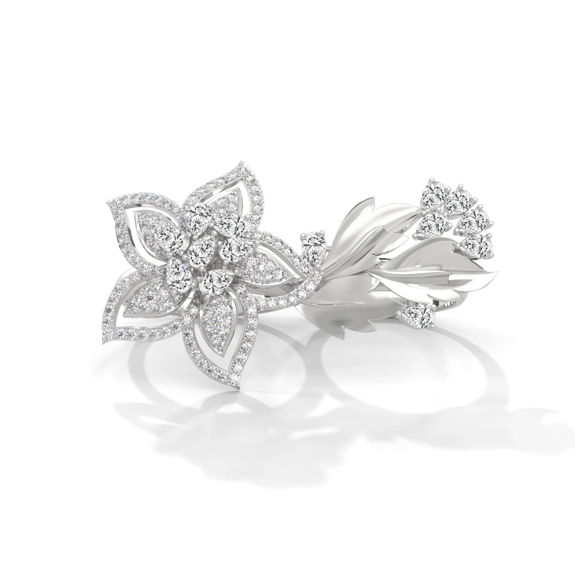 BlossomLuxe 0.93 CTW Lab-Grown Diamond Floral Dual Ring | 14K & 18K Gold