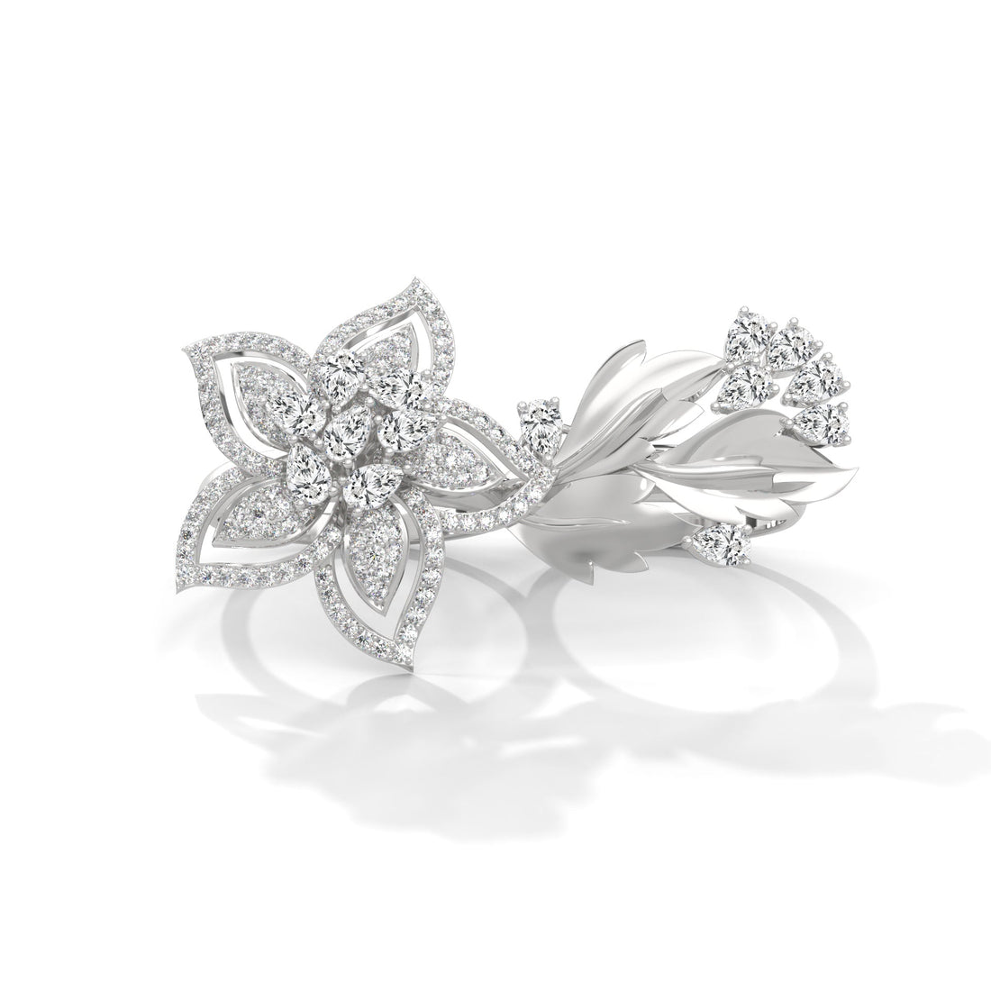 BlossomLuxe 0.93 CTW Lab-Grown Diamond Floral Dual Ring | 14K & 18K Gold