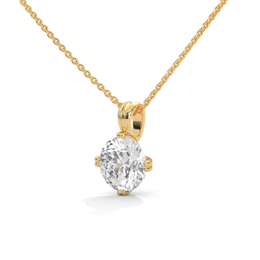 Celestial Spark Round-Cut Diamond 14K Gold Pendant Necklace| 2.00Ct