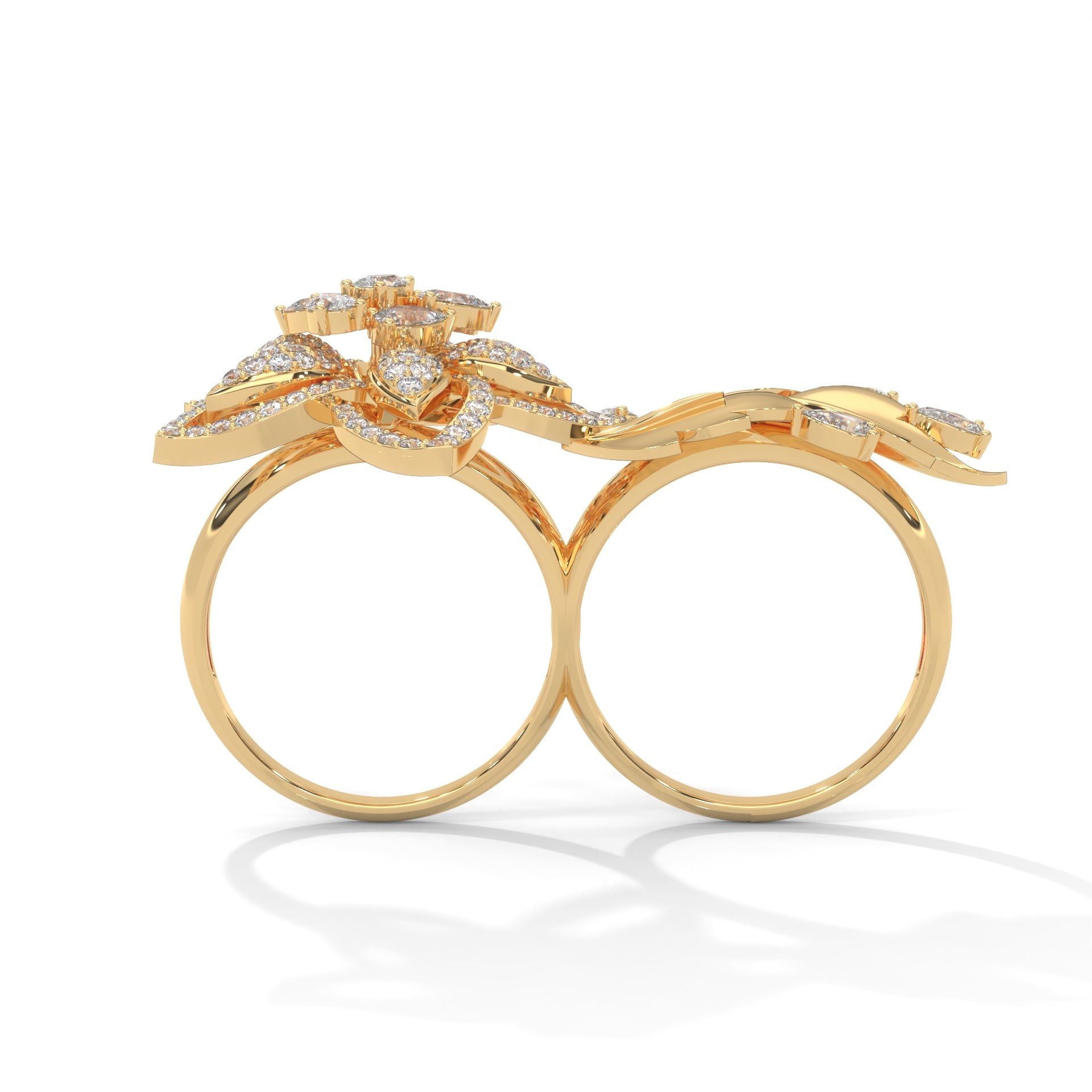 BlossomLuxe 0.93 CTW Lab-Grown Diamond Floral Dual Ring | 14K & 18K Gold