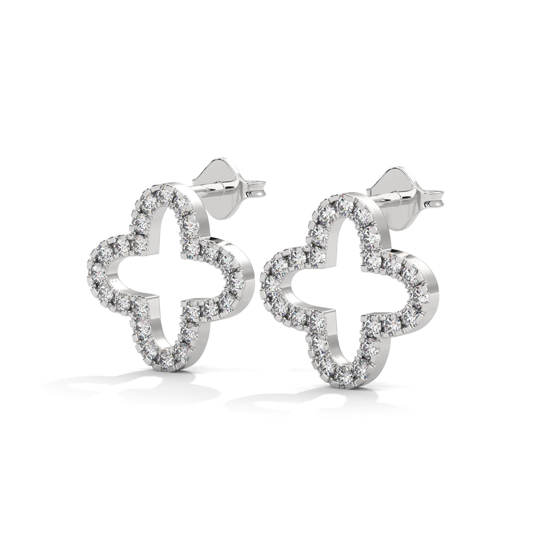 Diamond Pave Clover Hoop Earrings in 14K & 18 K Gold | 0.76 Ctw