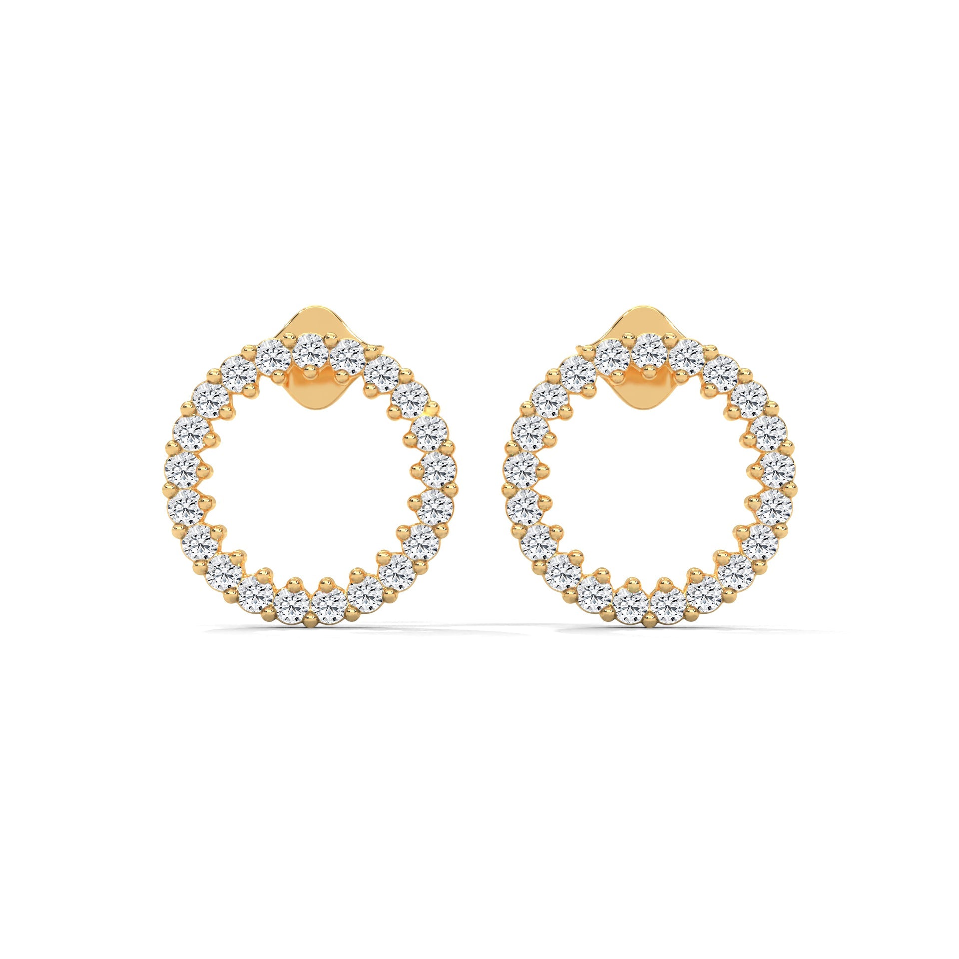 Diamond Pave Circle Stud Earrings | 14K and 18K Gold | 0.42 ctw
