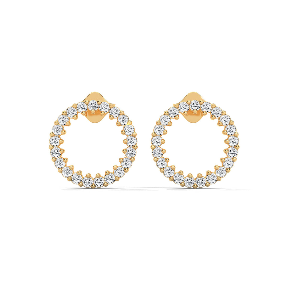Diamond Pave Circle Stud Earrings | 14K and 18K Gold | 0.42 ctw