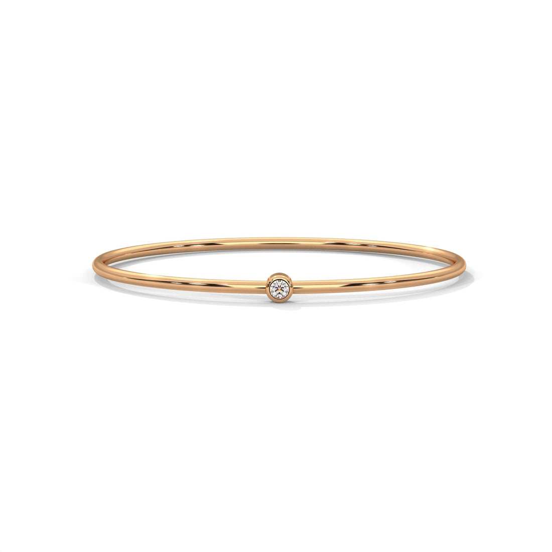 Minimalist Round Lab-Grown Diamond Gold Bezel Bangle | 0.10 CTW