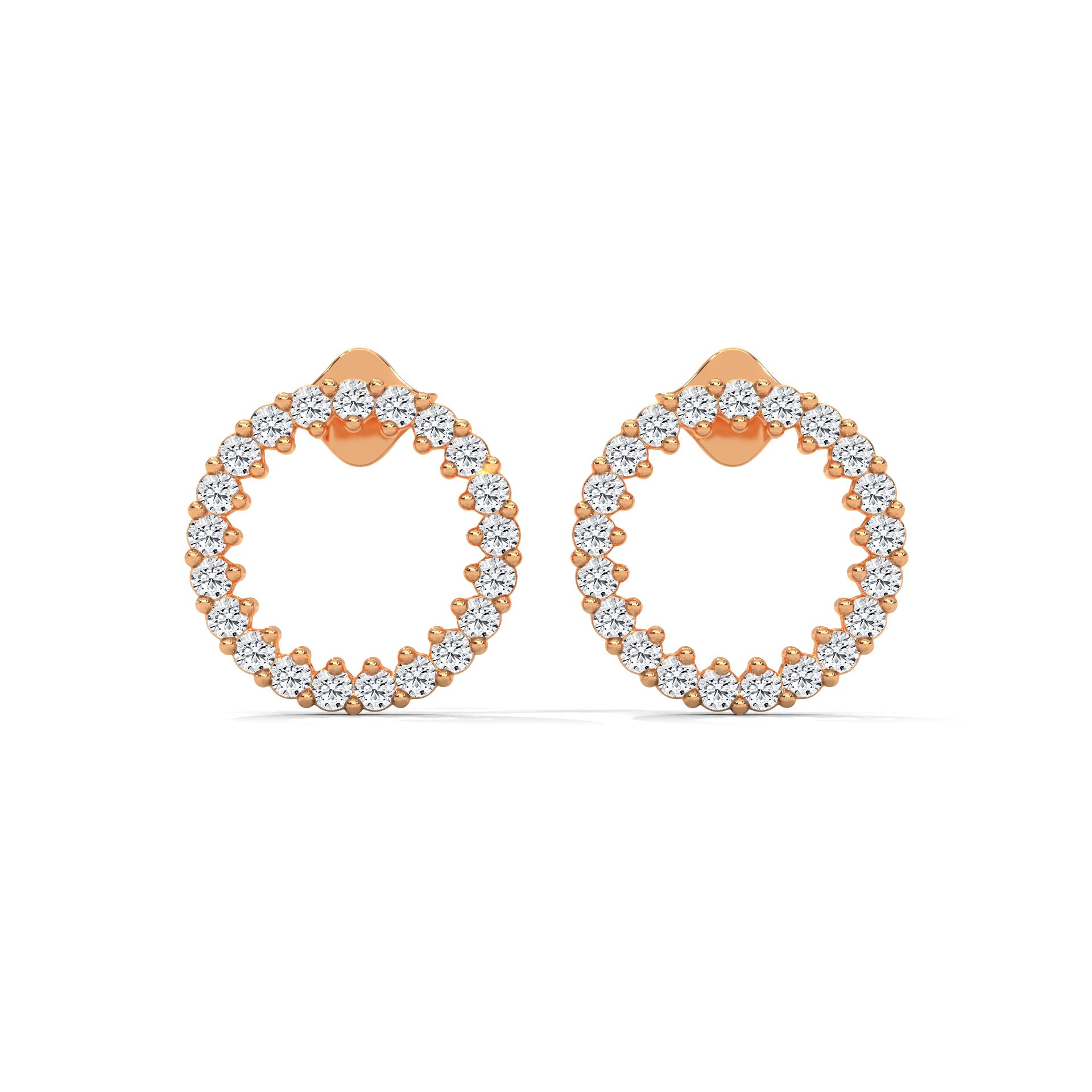 Diamond Pave Circle Stud Earrings | 14K and 18K Gold | 0.42 ctw