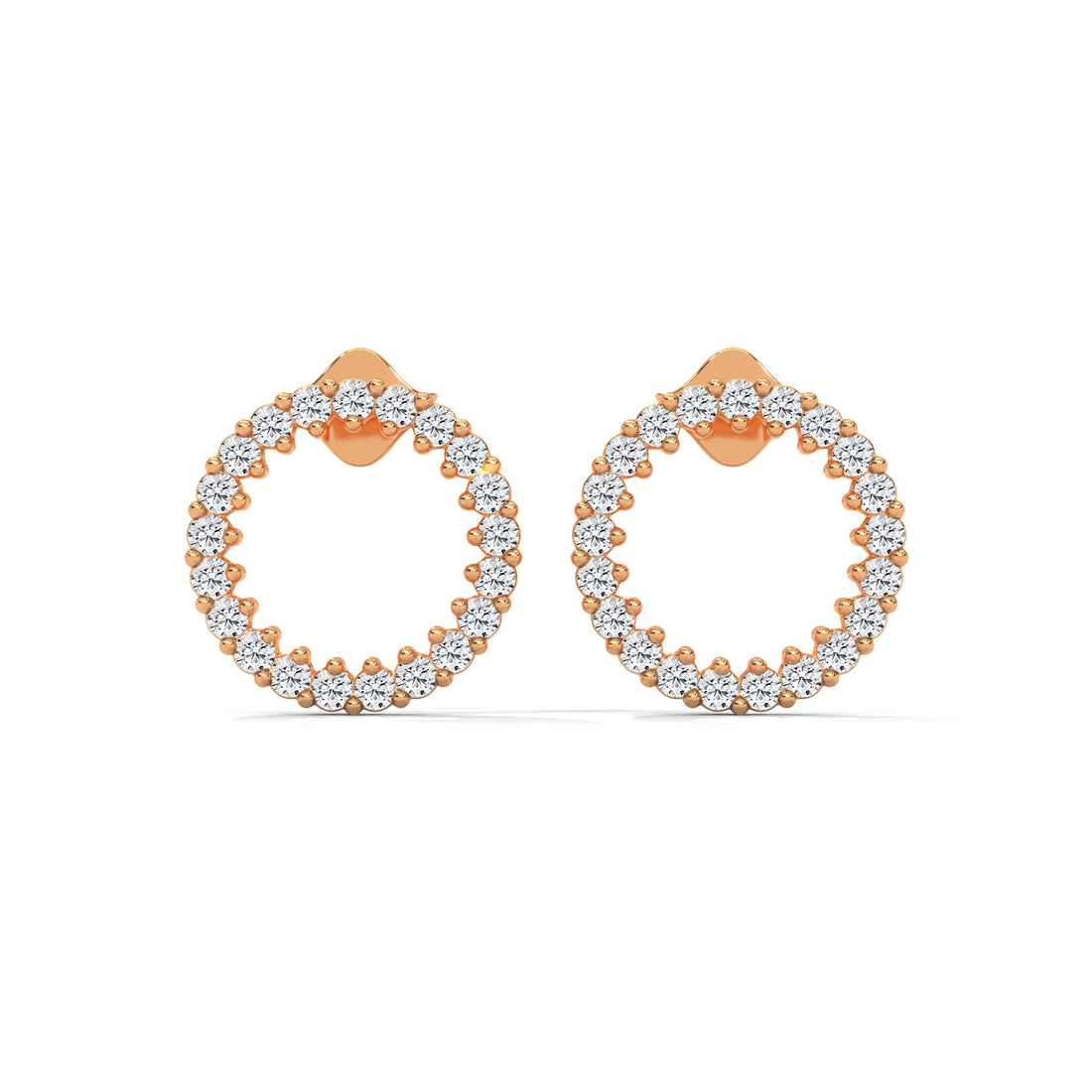 Diamond Pave Circle Stud Earrings | 14K and 18K Gold | 0.42 ctw