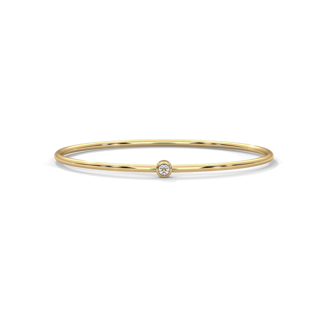Minimalist Round Lab-Grown Diamond Gold Bezel Bangle | 0.10 CTW