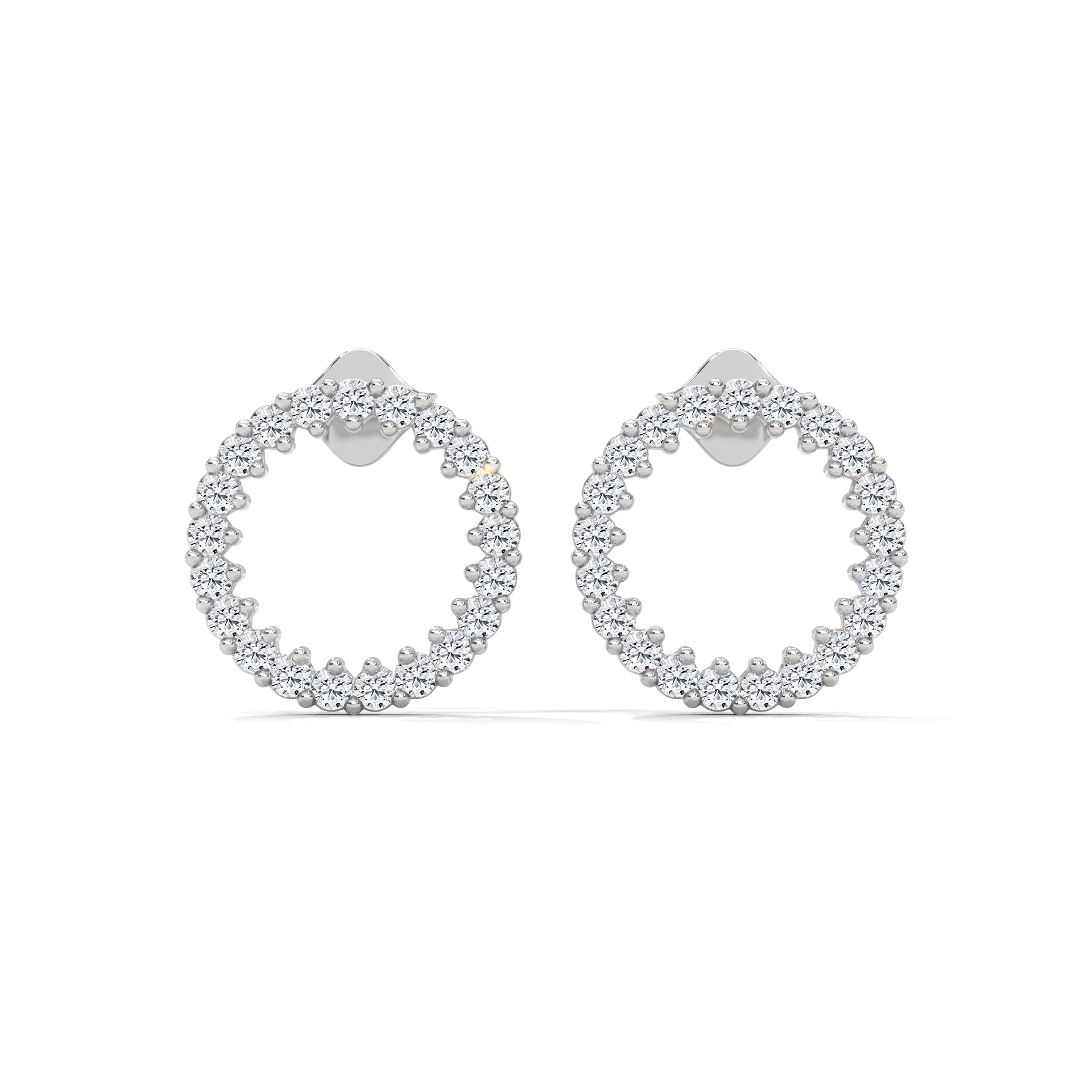 Diamond Pave Circle Stud Earrings | 14K and 18K Gold | 0.42 ctw