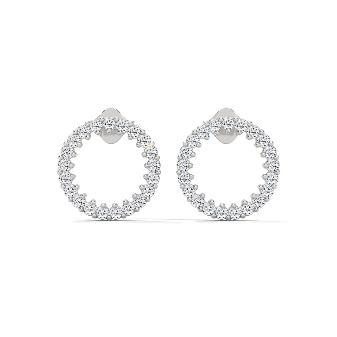Diamond Pave Circle Stud Earrings | 14K and 18K Gold | 0.42 ctw