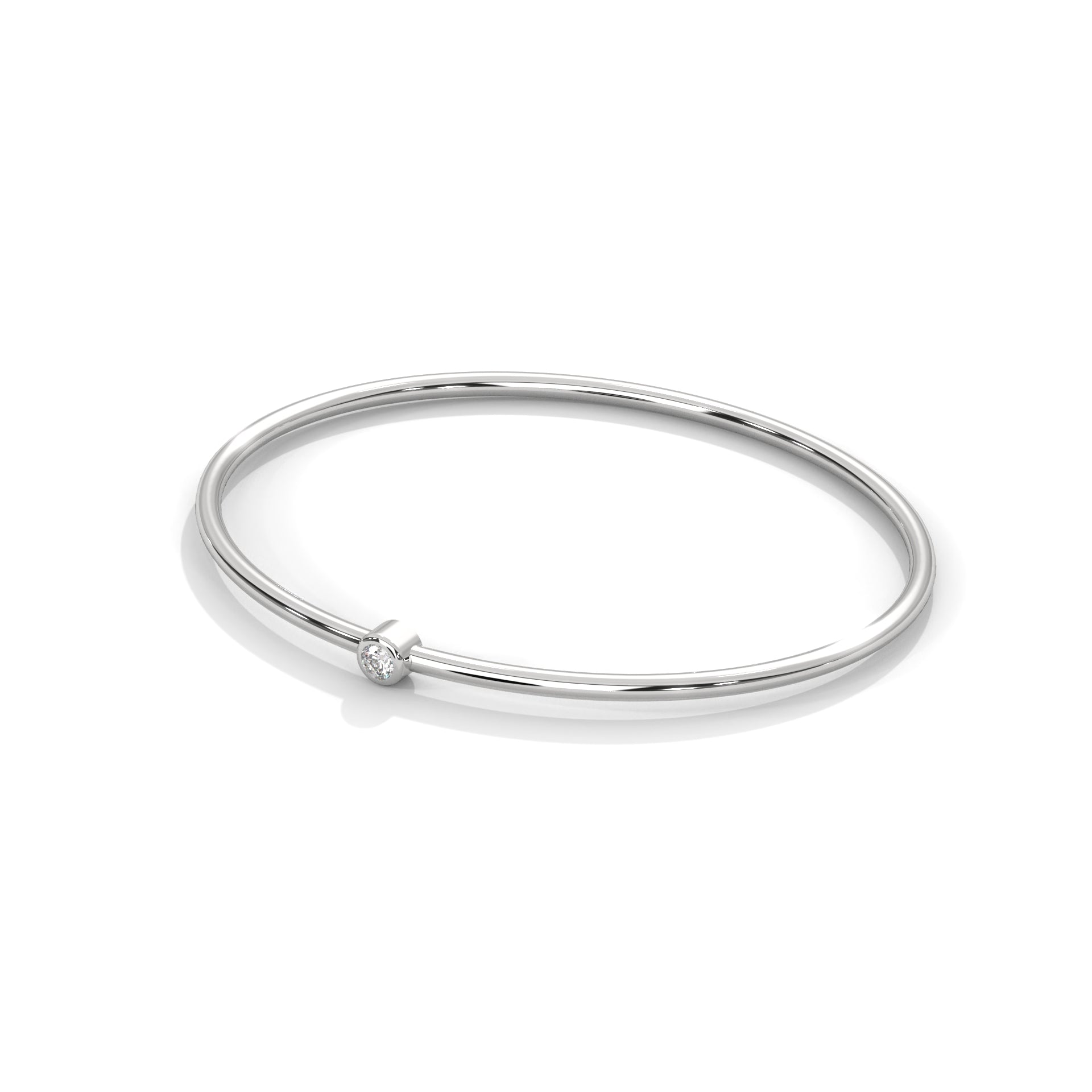 Minimalist Round Lab-Grown Diamond Gold Bezel Bangle | 0.10 CTW