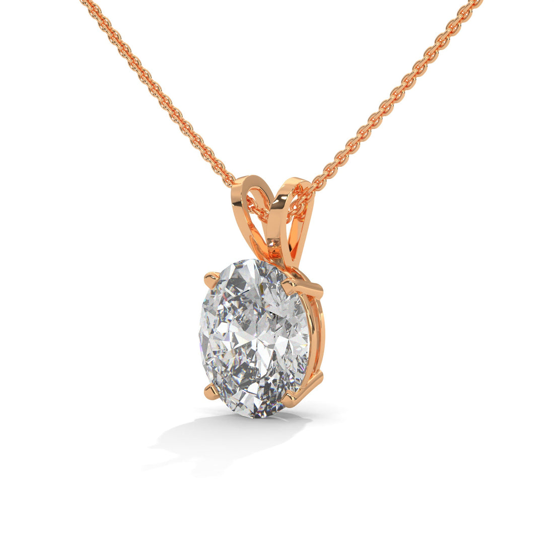 Eternal Grace Oval-Cut Diamond Pendant Necklace 2.88ct E-VS1 | 14K Gold | 16”&18” Chain