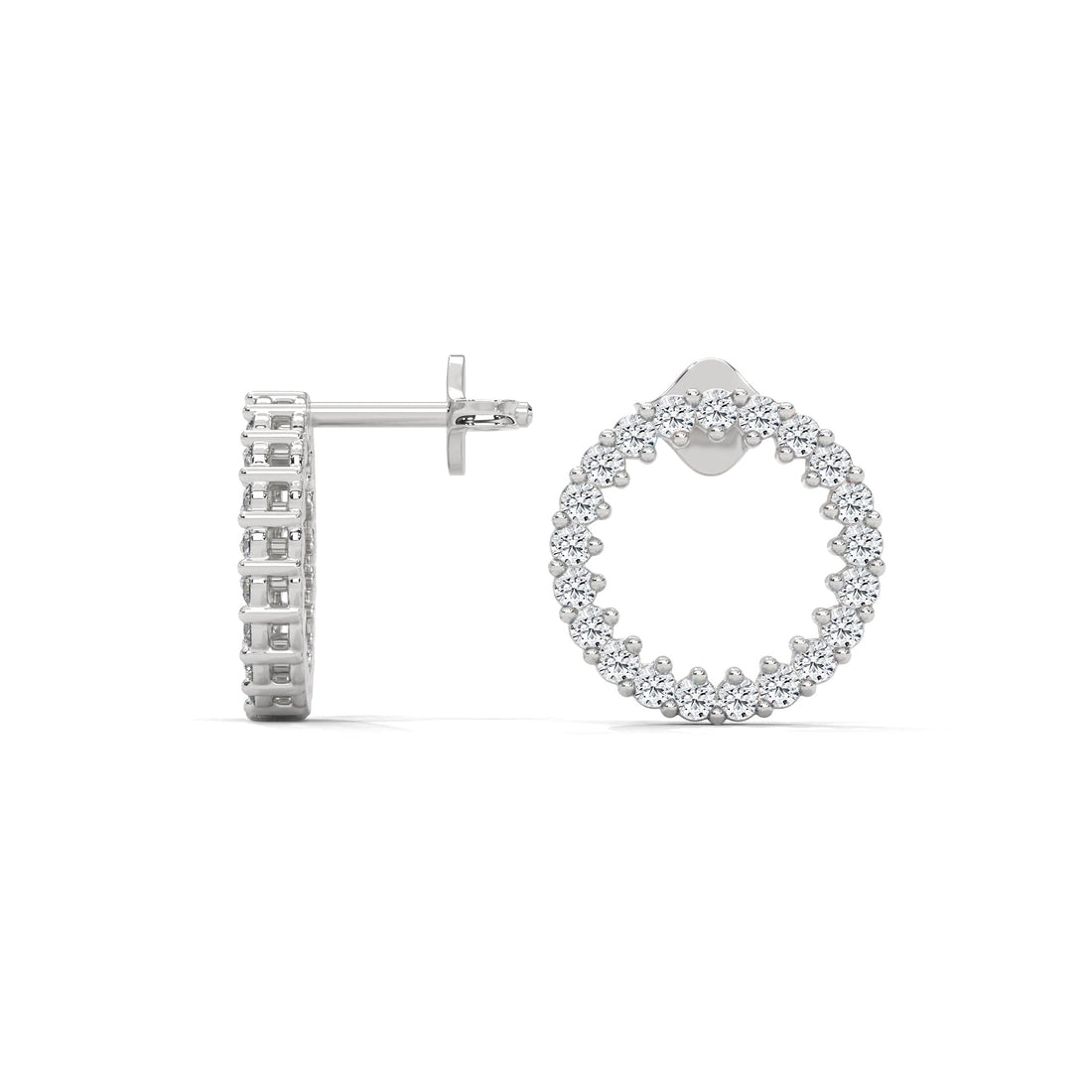 Diamond Pave Circle Stud Earrings | 14K and 18K Gold | 0.42 ctw