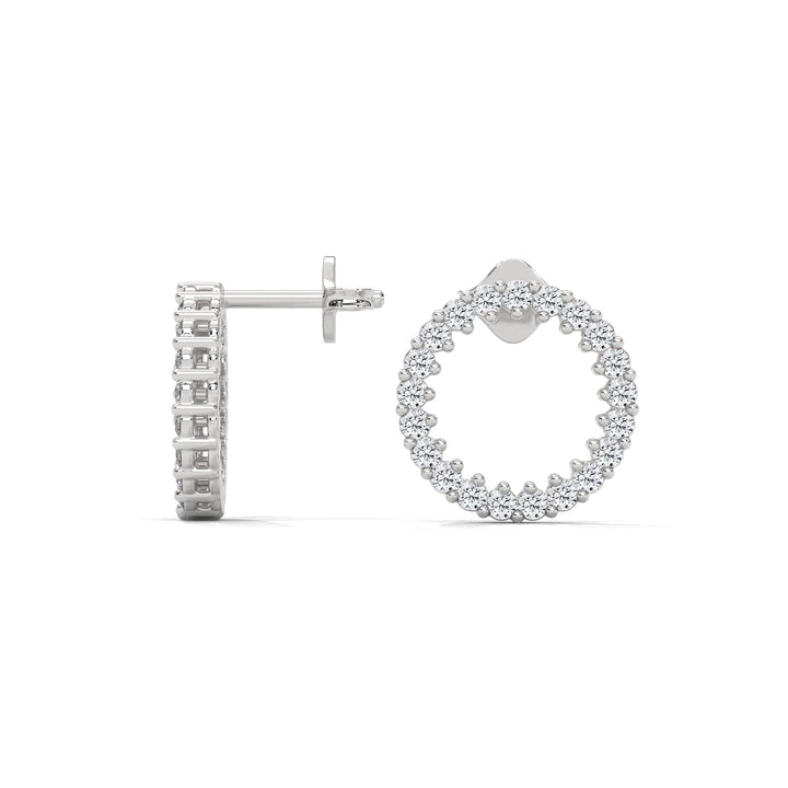 Diamond Pave Circle Stud Earrings | 14K and 18K Gold | 0.42 ctw