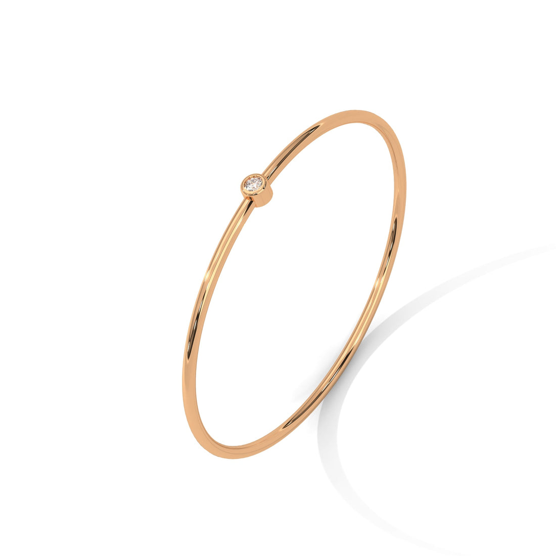 Minimalist Round Lab-Grown Diamond Gold Bezel Bangle | 0.10 CTW
