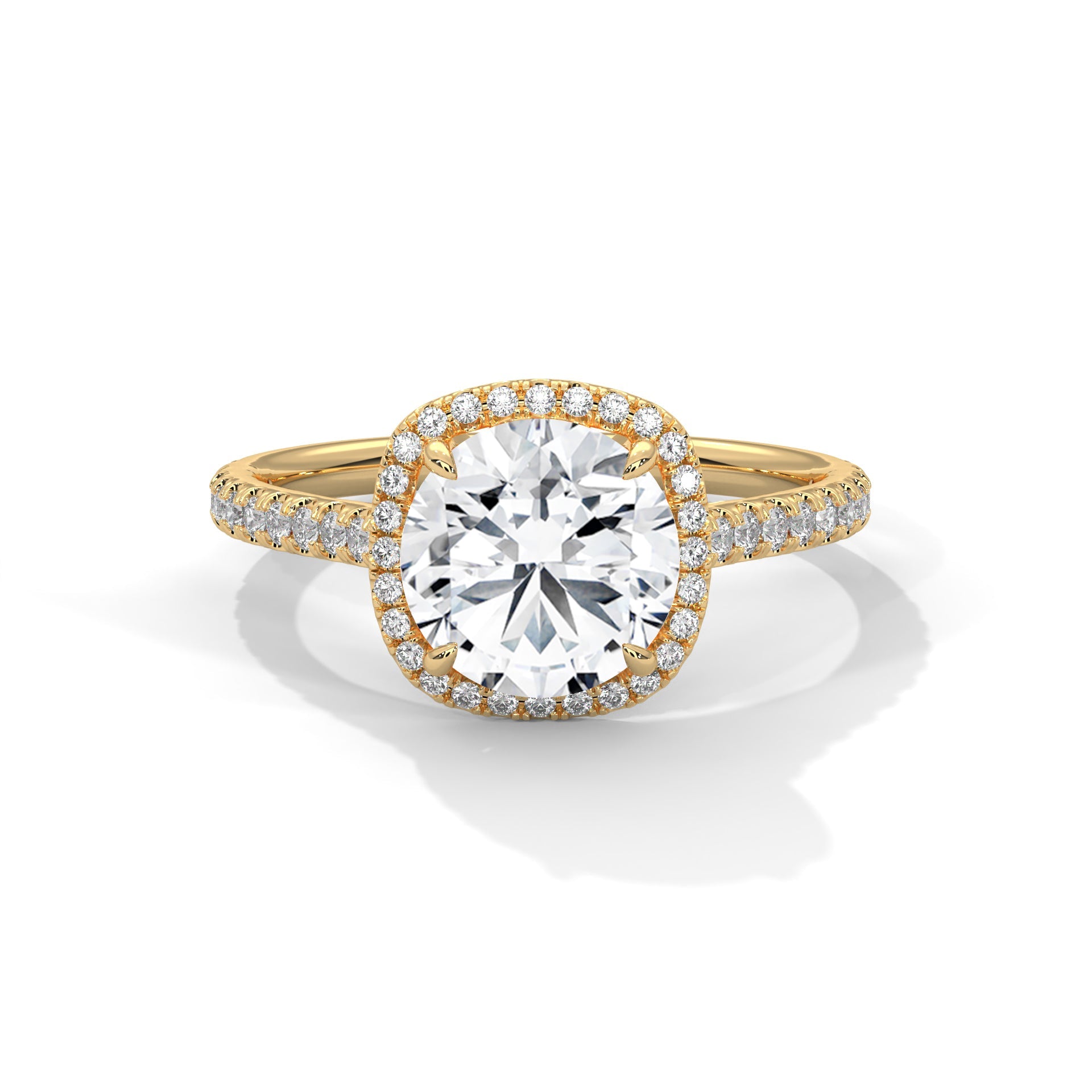 Radiance Halo 2.36 CTW Cushion-Cut Diamond Engagement Ring | F-VS1