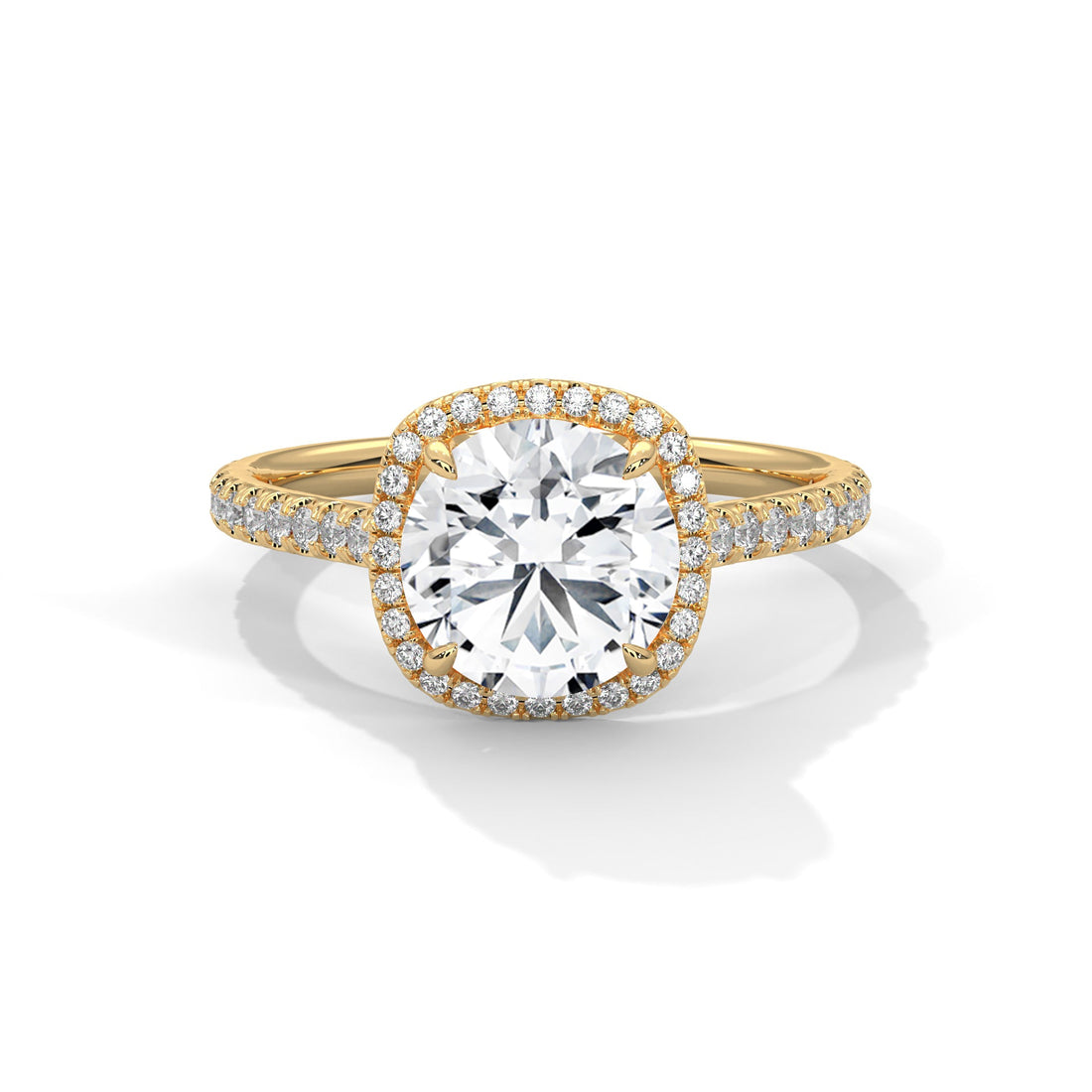Radiance Halo 2.36 CTW Cushion-Cut Diamond Engagement Ring | F-VS1