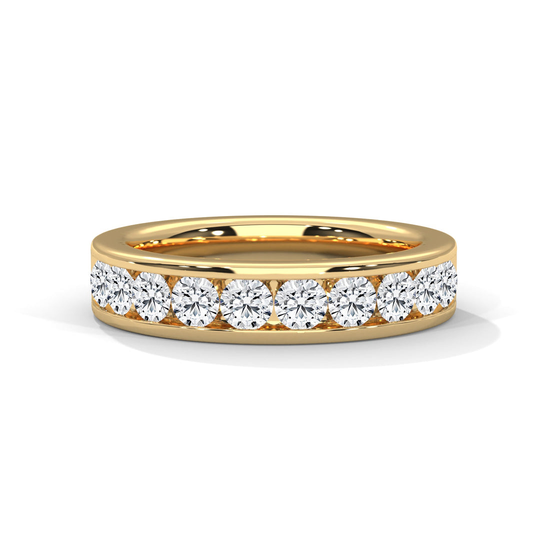 Radiant Harmony: Gold Round Diamond Channel Set Band Ring| 1.08 CTW