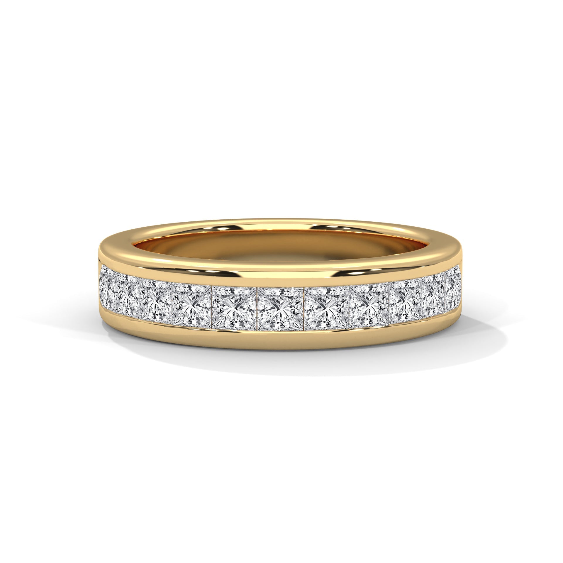 Elegant Embrace: Princess Cut Diamond Channel Set Gold Band | 1.10 CTW