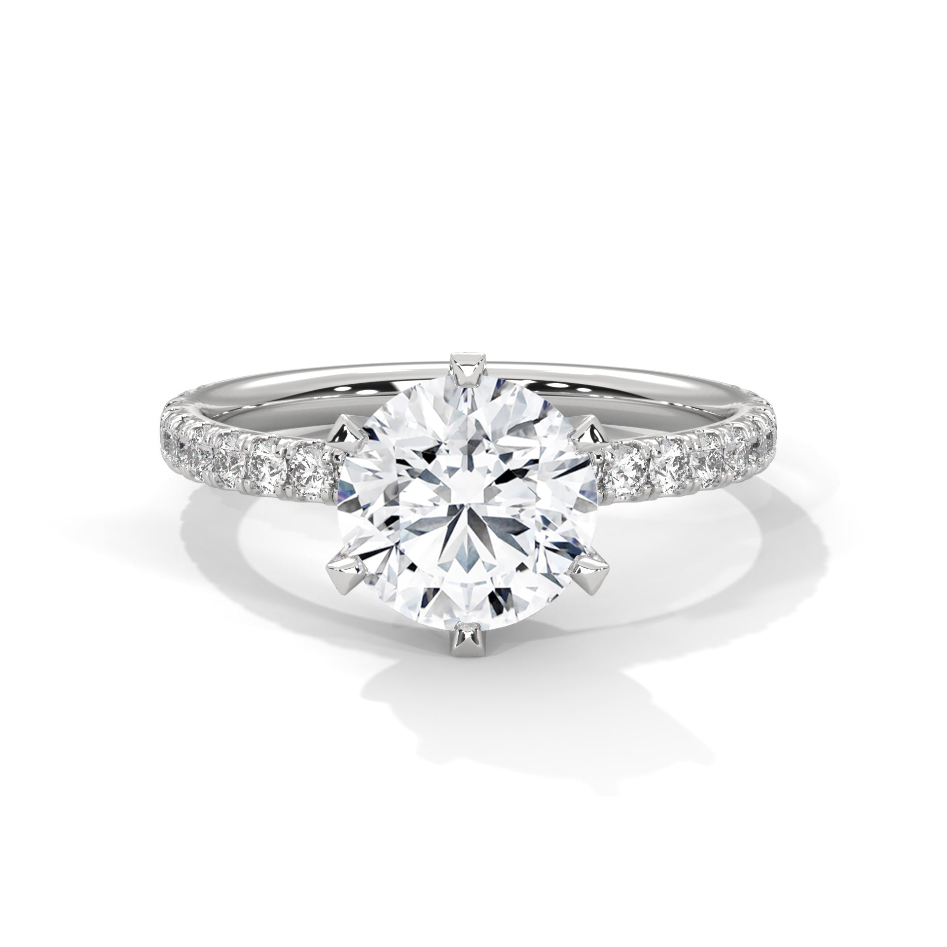 3 CT Round-Cut Lab Grown Diamond 6-Prong Pave Ring | 3.24 CTW