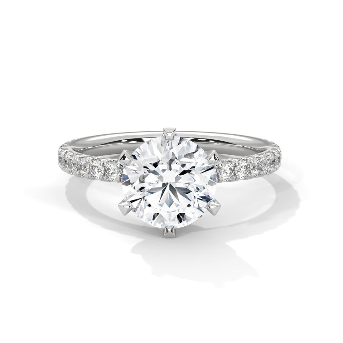 3 CT Round-Cut Lab Grown Diamond 6-Prong Pave Ring | 3.24 CTW