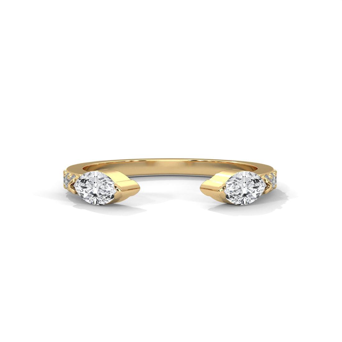 Modern Marquise Lab-Grown Diamond Gold Open Wedding Band | 0.54 CTW
