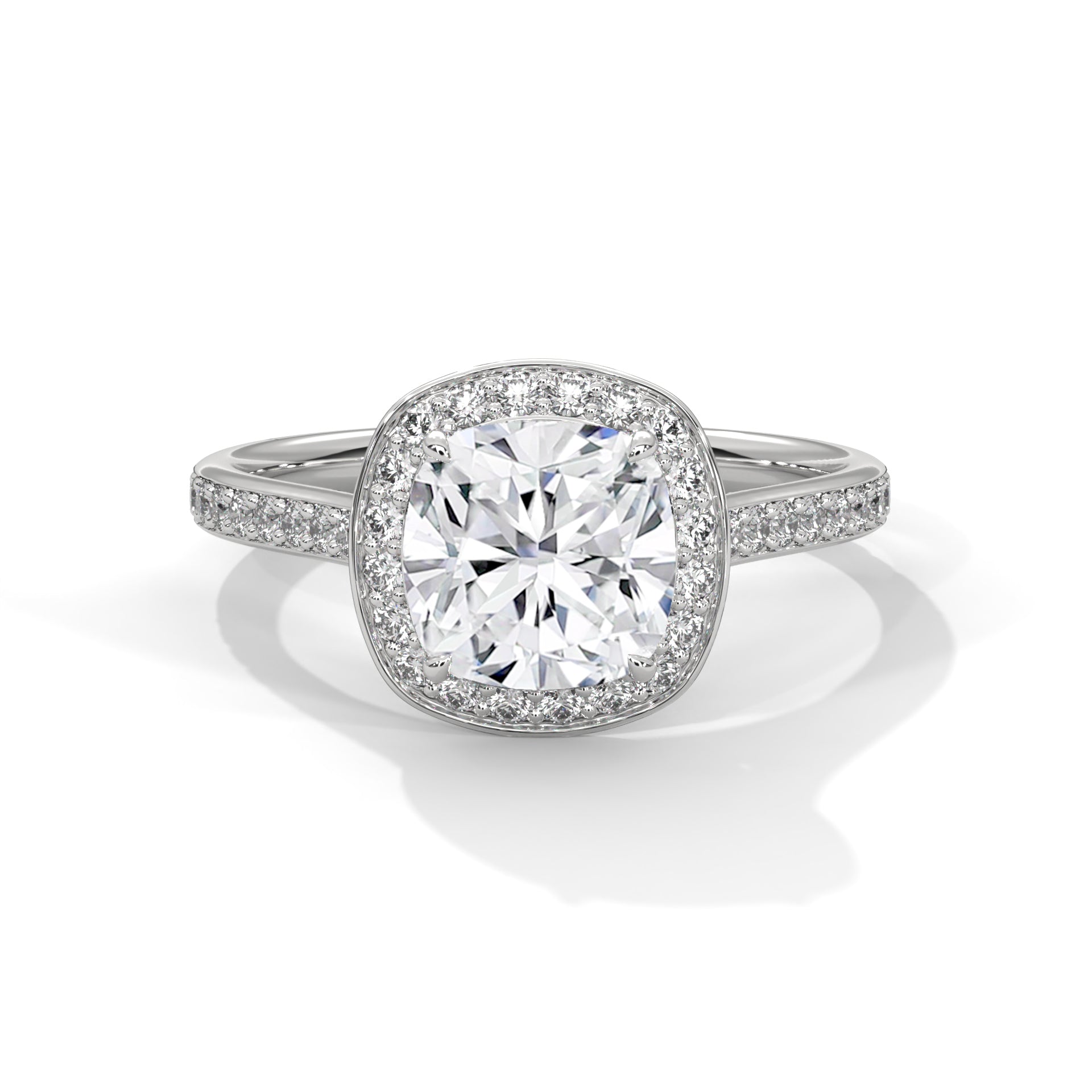 Regal Aura 1.5 CT Cushion-Cut Lab Grown Diamond Halo Ring | 1.92 CTW