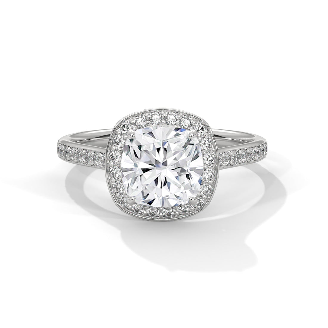 Regal Aura 1.5 CT Cushion-Cut Lab Grown Diamond Halo Ring | 1.92 CTW