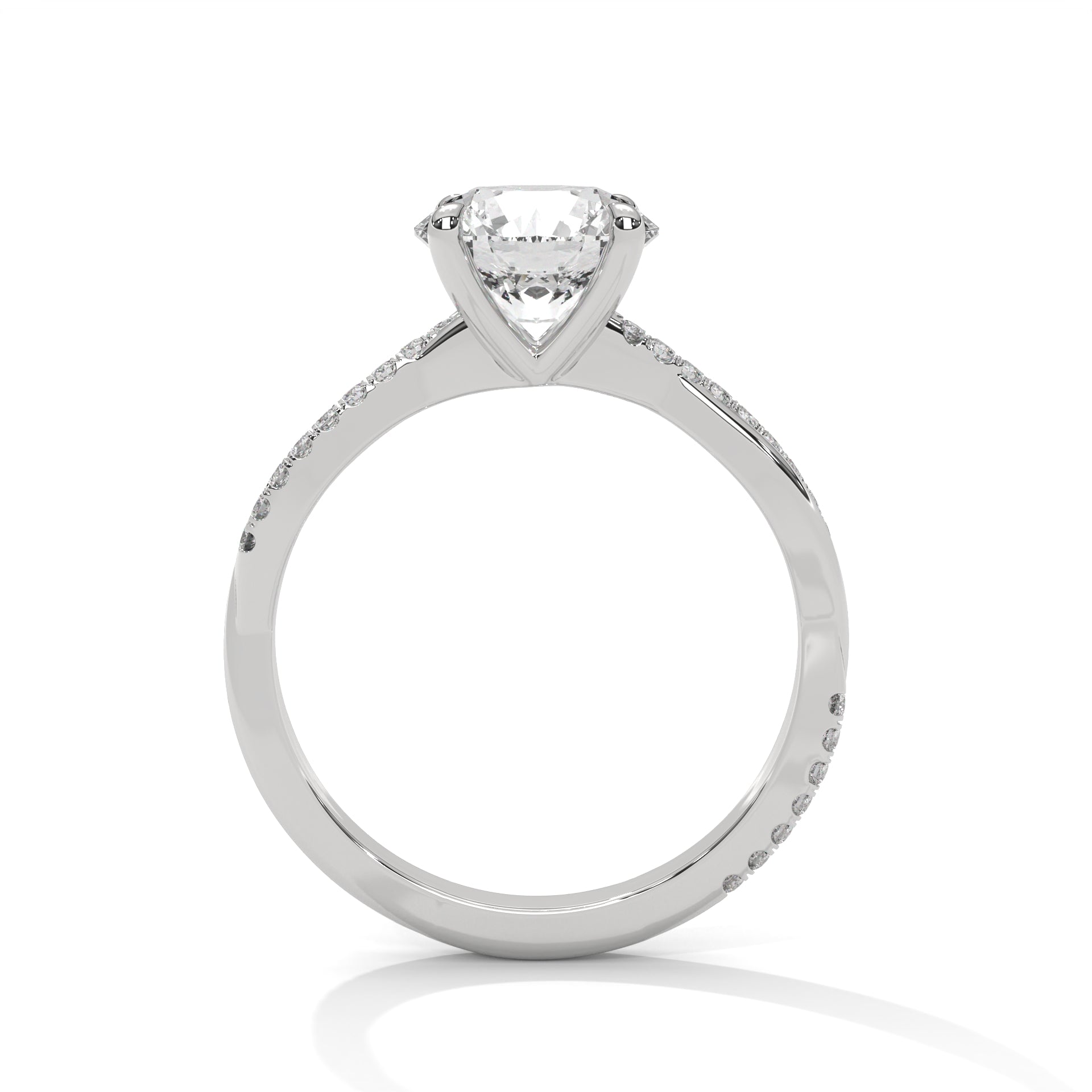 Twist-Design 2.16 CTW Round-Cut Diamond Gold Engagement Ring