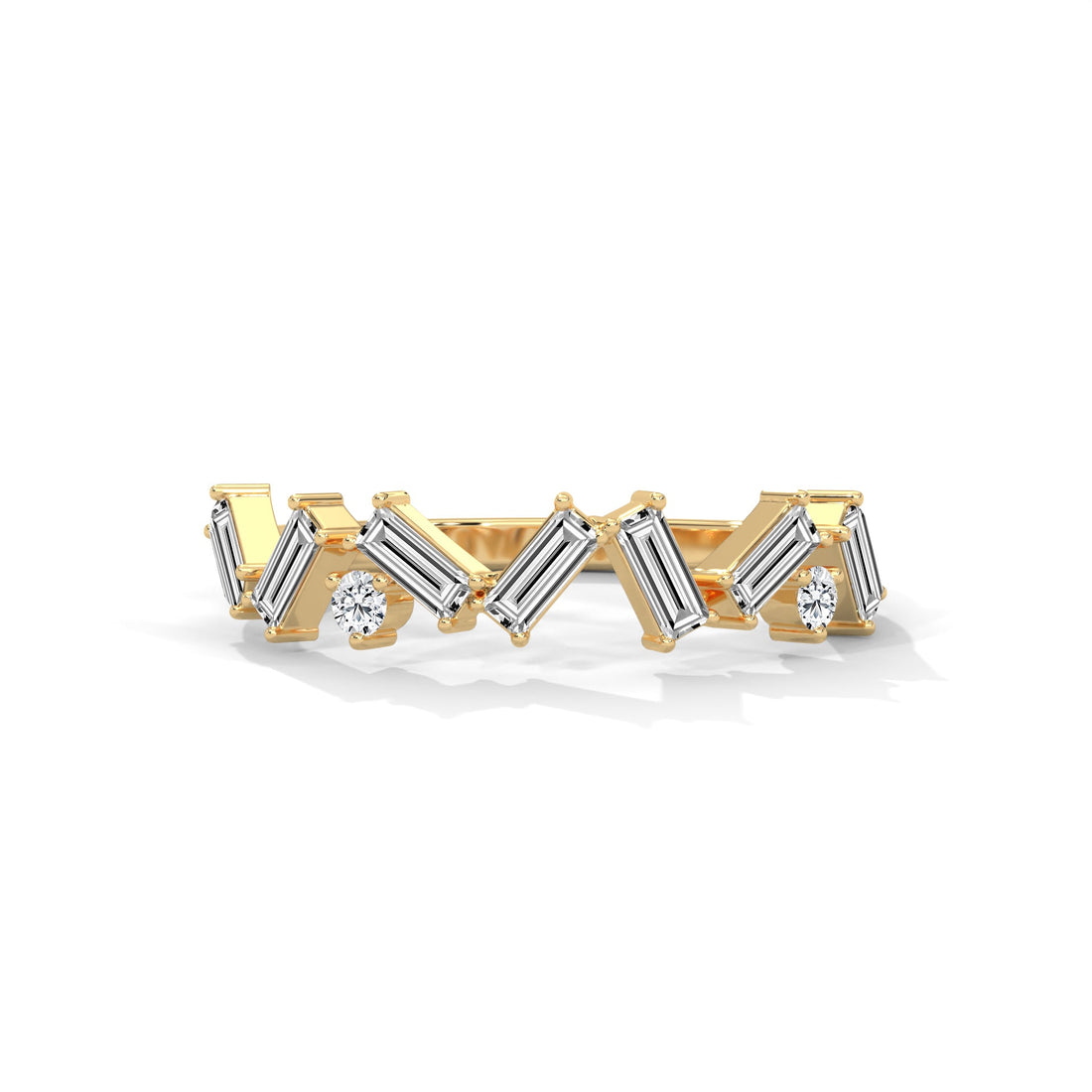 Geometric Grace: Mixed Diamond Geometric Gold Band | 1.04 CTW