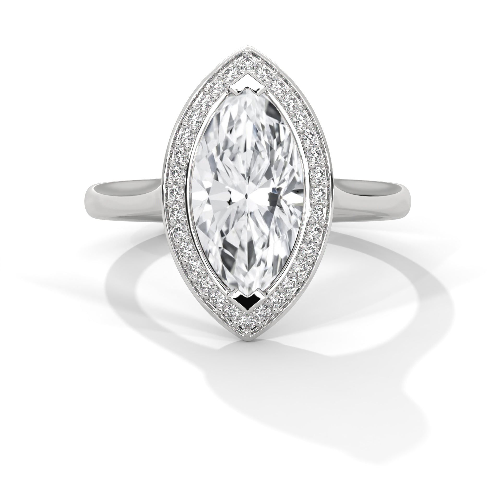 Double Halo 1.5 CTW Marquise-Cut Lab Grown Diamond Ring | 1.66 CTW