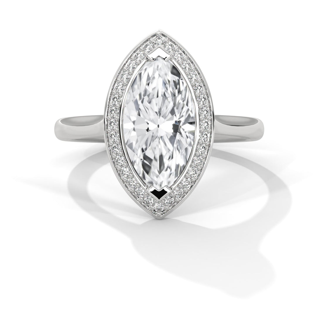 Marquise Halo Diamond Engagement Ring 2ct Lab-Grown Diamond (F VS1)