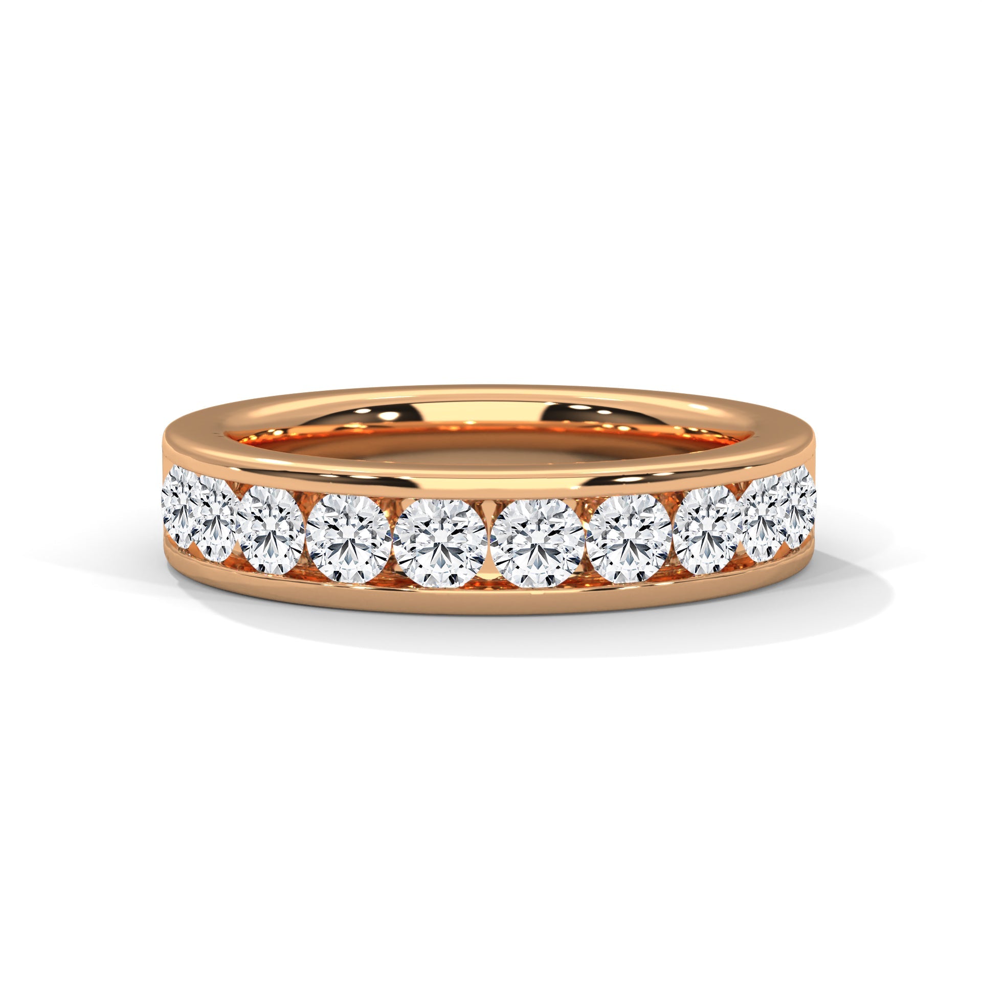 Radiant Harmony: Gold Round Diamond Channel Set Band Ring| 1.08 CTW