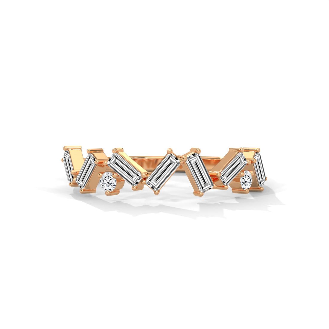 Geometric Grace: Mixed Diamond Geometric Gold Band | 1.04 CTW
