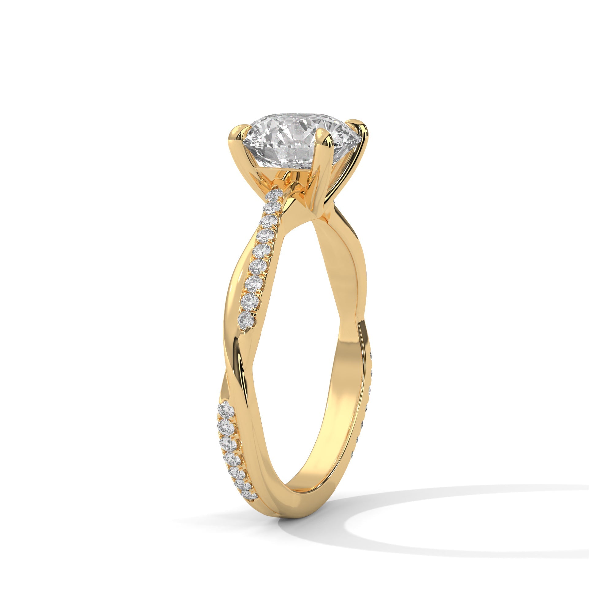 Twist-Design 2.16 CTW Round-Cut Diamond Gold Engagement Ring