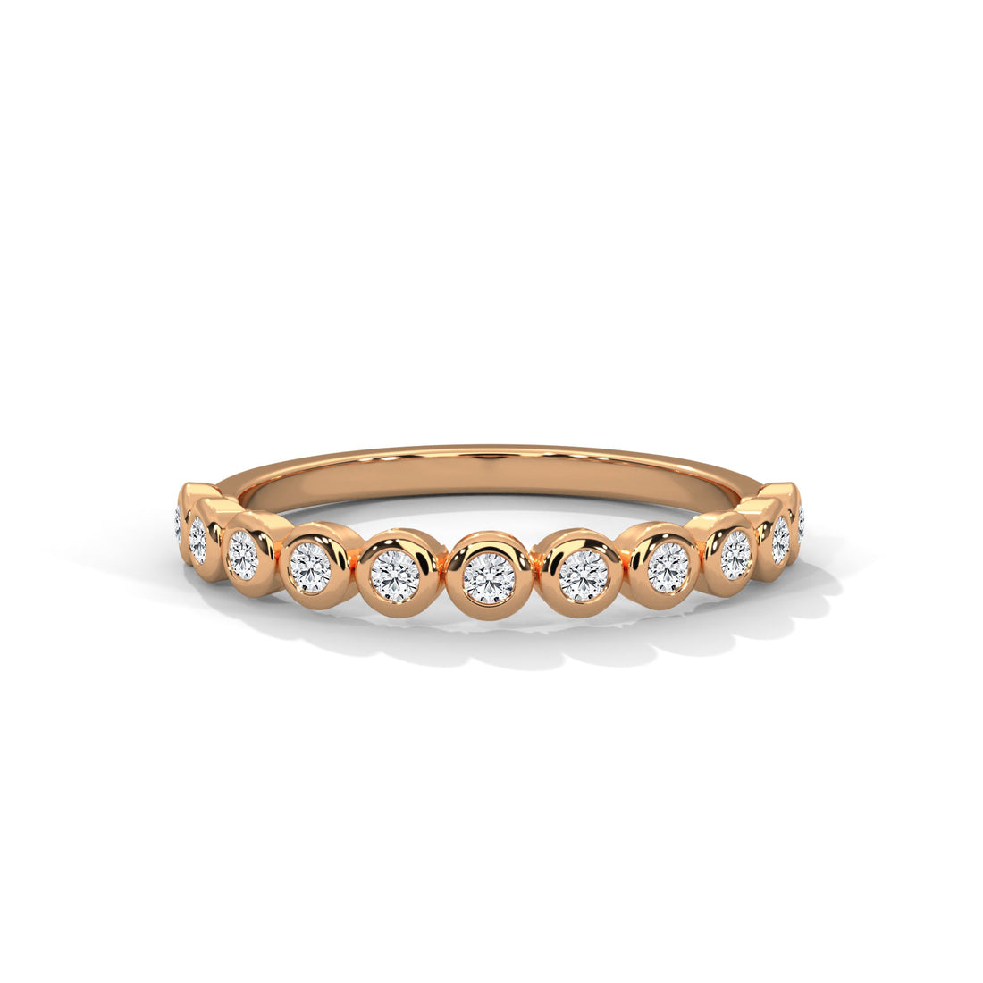 Circular Elegance:  Round Diamond Bezel Set Gold Band | 0.23 CTW