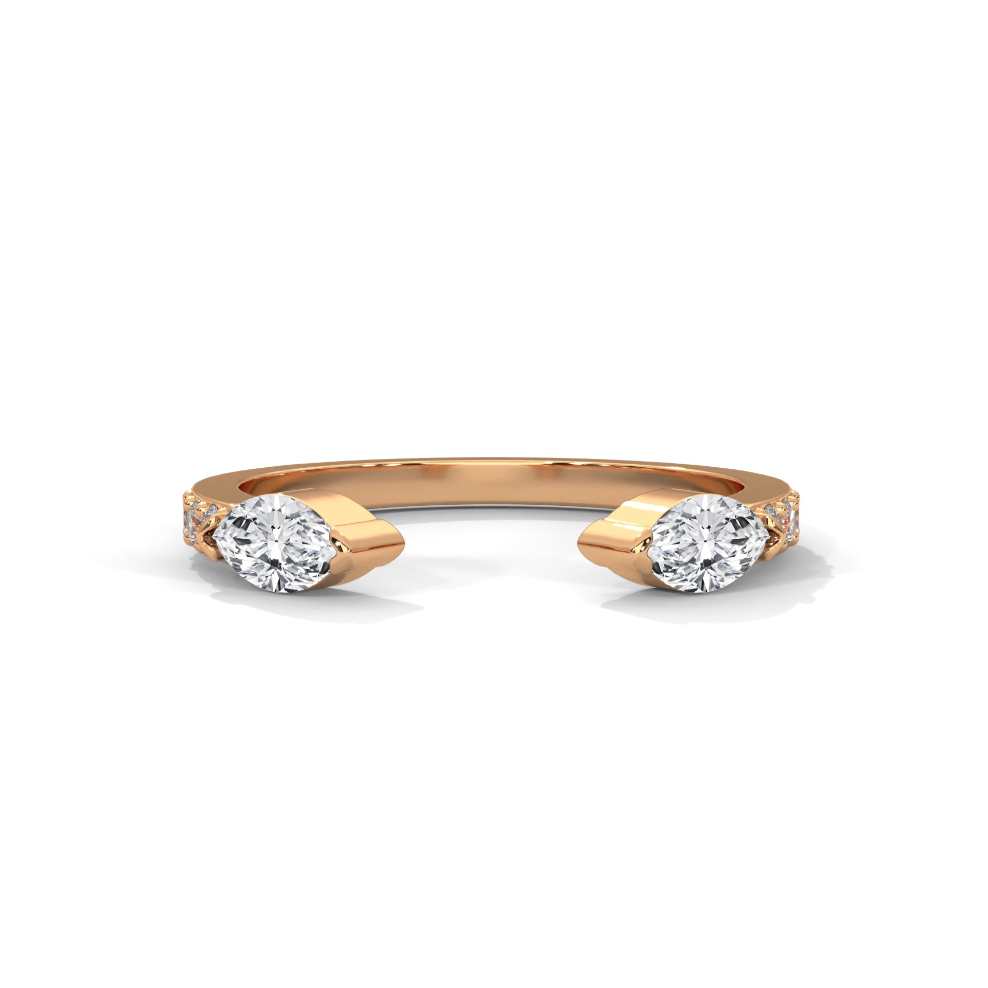 Modern Marquise Lab-Grown Diamond Gold Open Wedding Band | 0.54 CTW