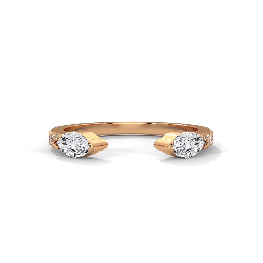 Modern Marquise Lab-Grown Diamond Gold Open Wedding Band | 0.54 CTW