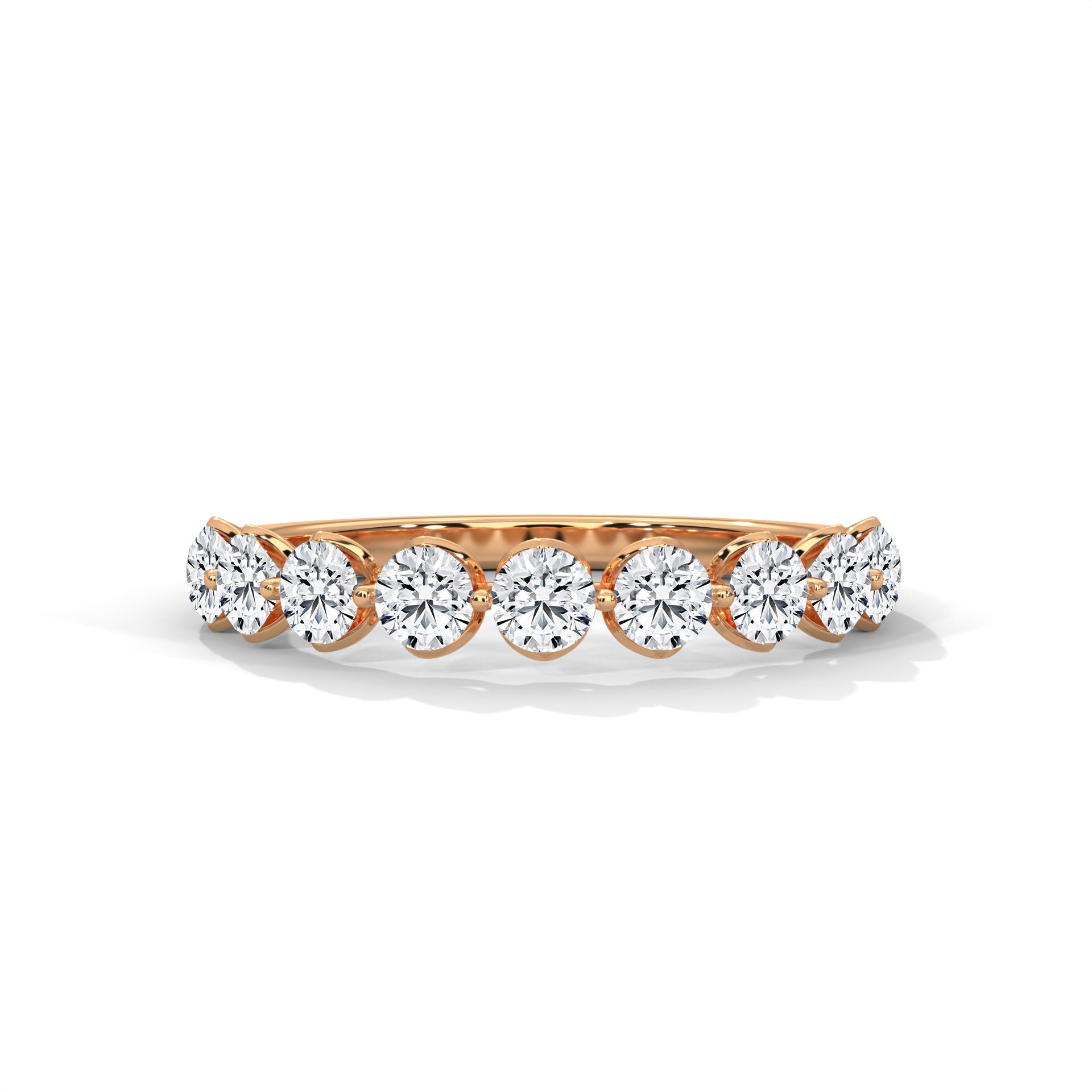 Eternal Sparkle: Gold Round Diamond Half-Eternity Band | 0.97 CTW