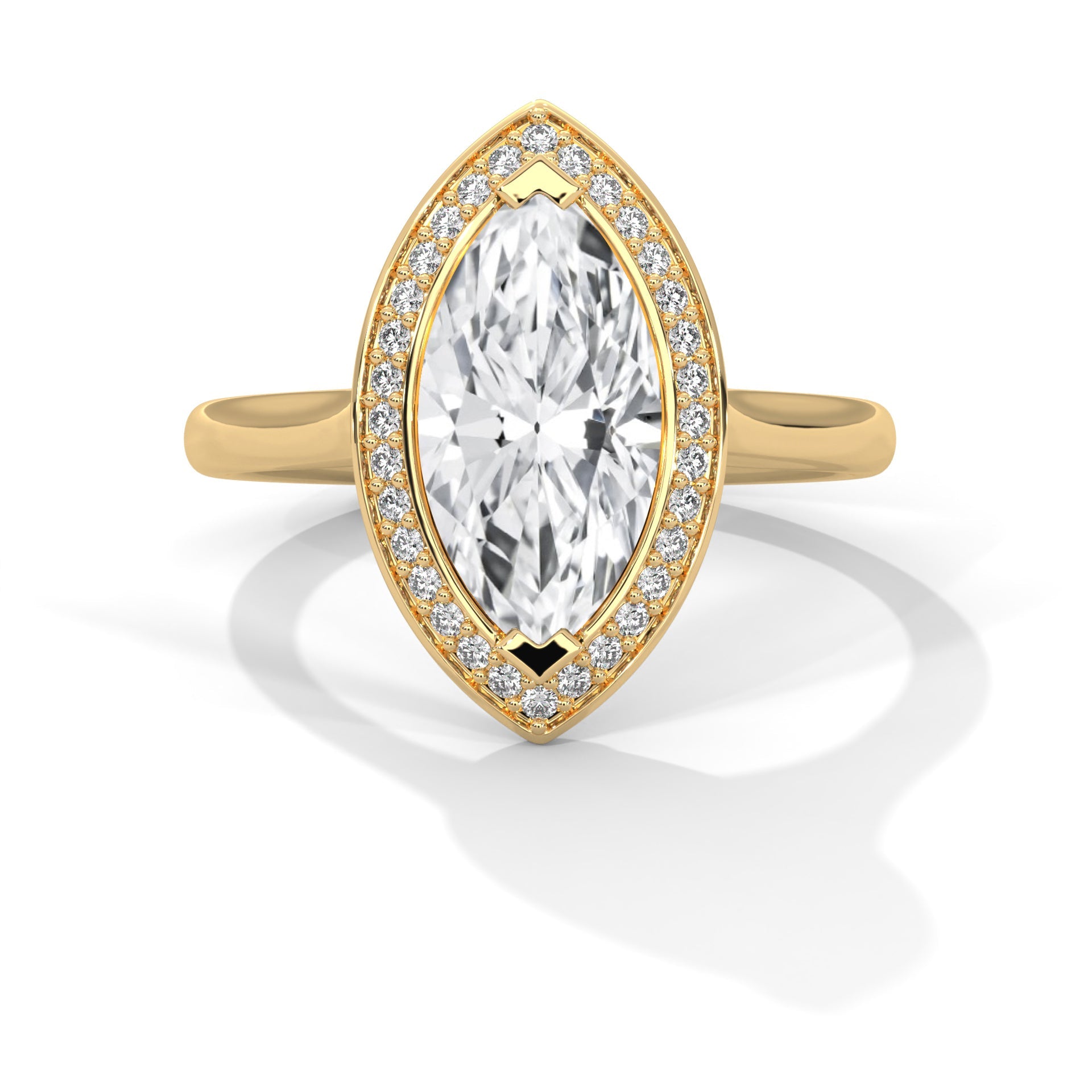 Marquise Halo Diamond Engagement Ring 2ct Lab-Grown Diamond (F VS1)