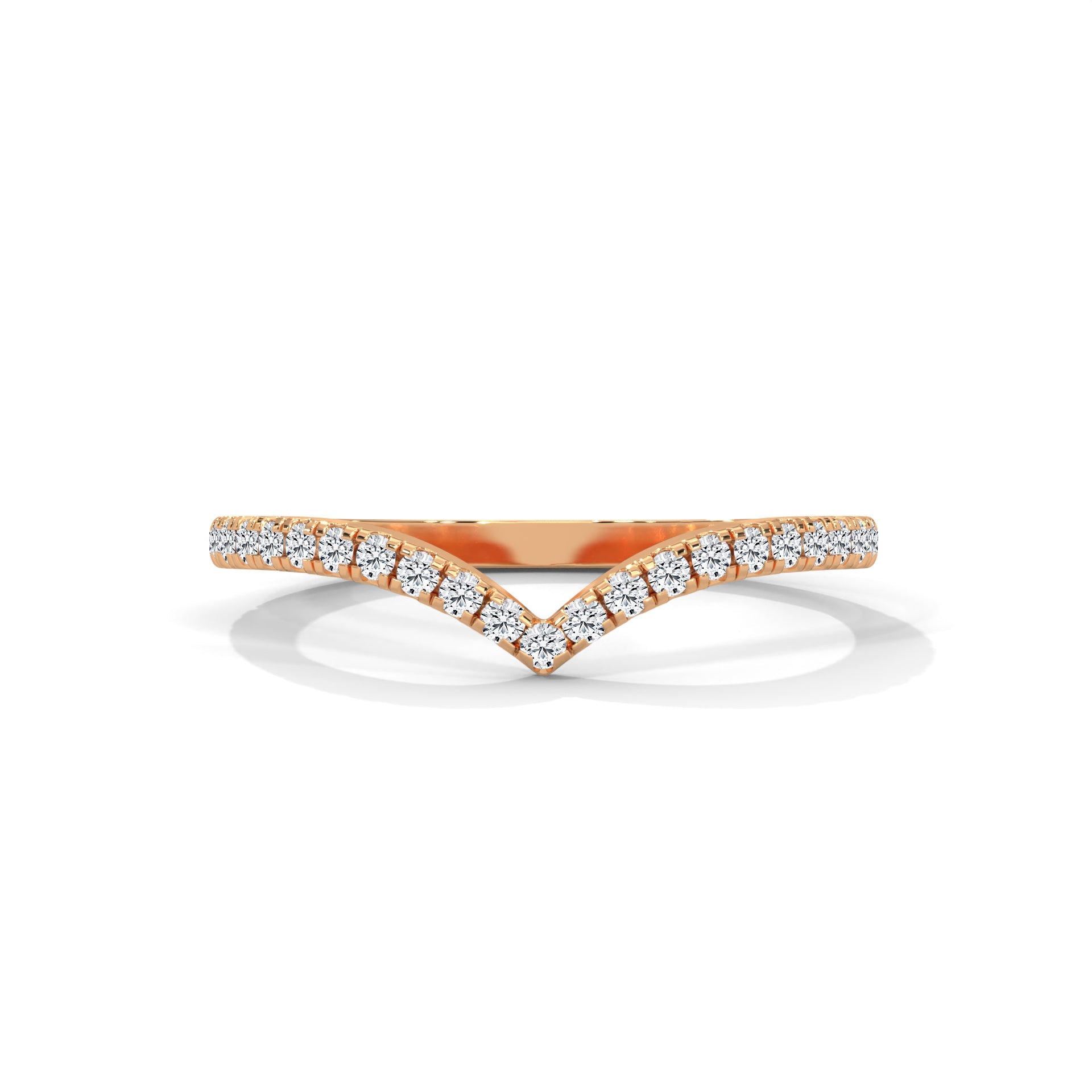 Elegant Round Lab-Grown Diamond Gold V-Shaped Wedding Band | 0.22 CTW