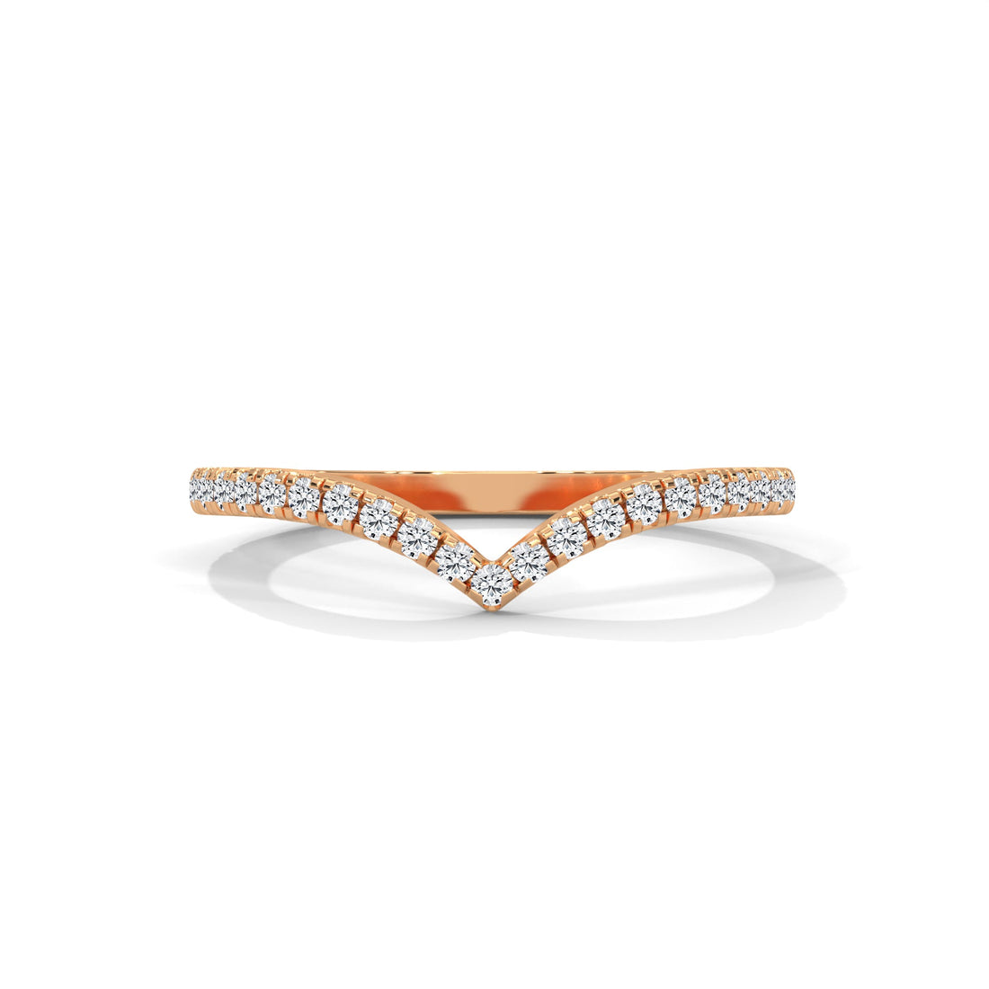 Elegant Round Lab-Grown Diamond Gold V-Shaped Wedding Band | 0.22 CTW