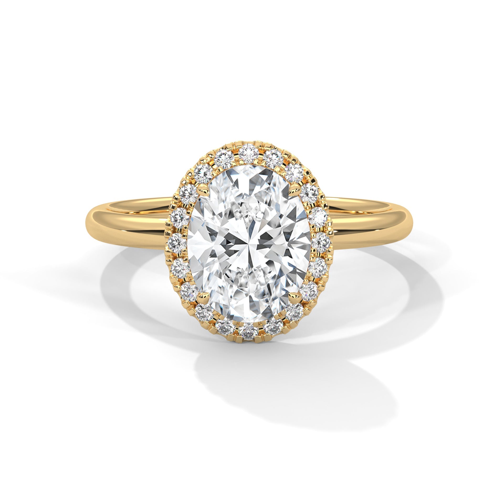 Regal Glow 2.16 CTW Oval Cut Diamond Halo Engagement Ring | E-VS