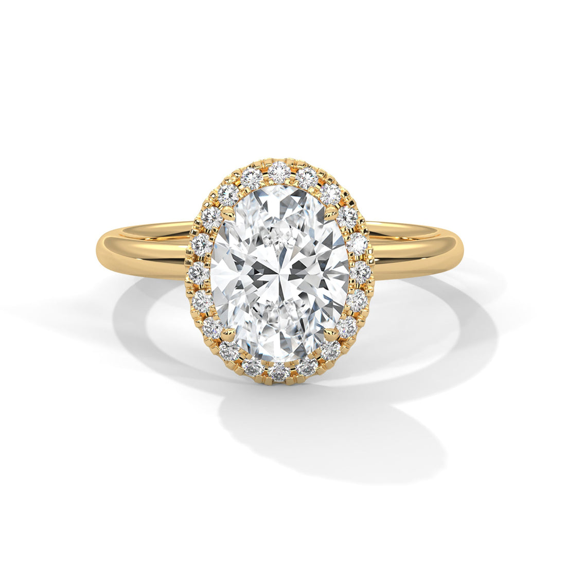 Regal Glow 2.16 CTW Oval Cut Diamond Halo Engagement Ring | E-VS