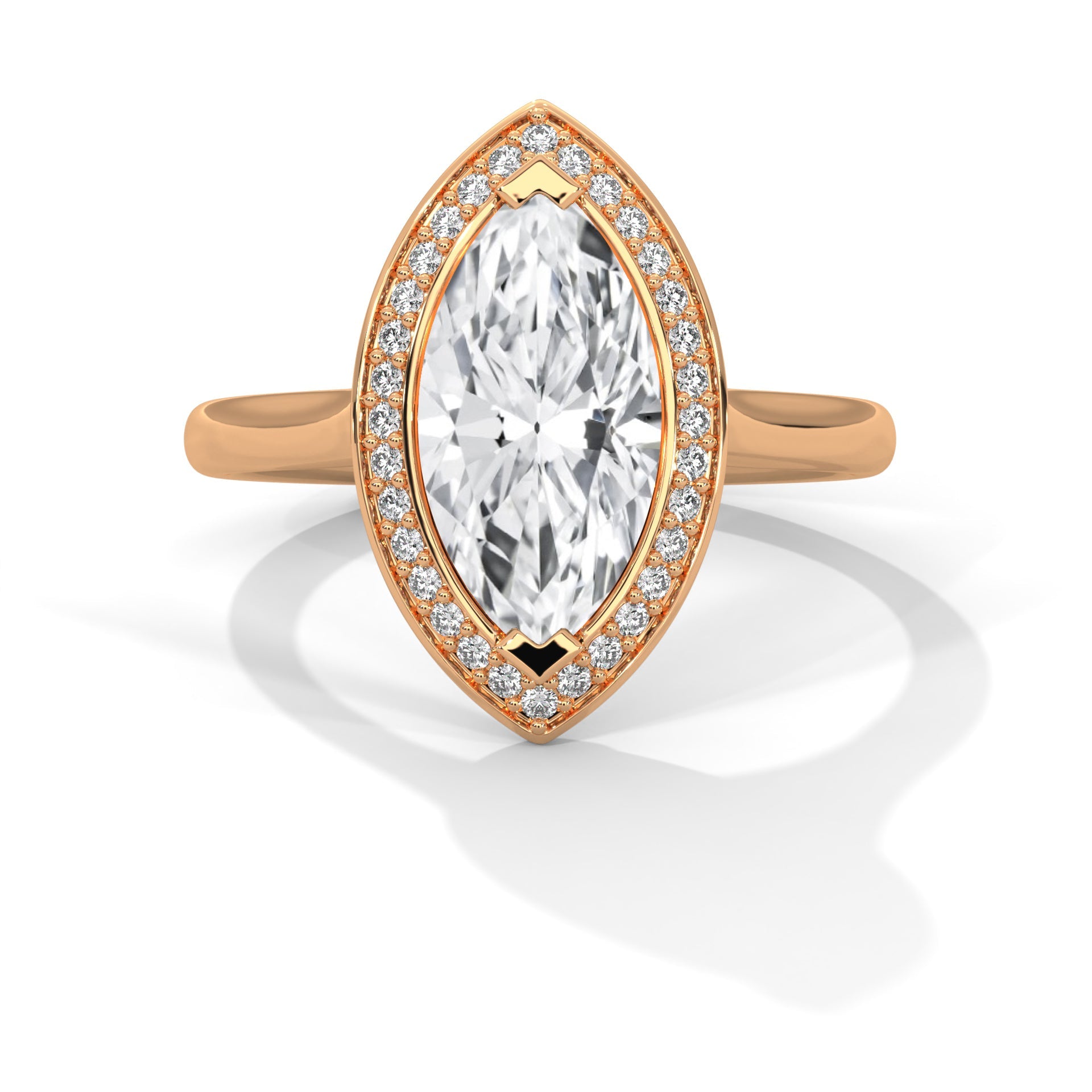 Marquise Halo Diamond Engagement Ring 2ct Lab-Grown Diamond (F VS1)