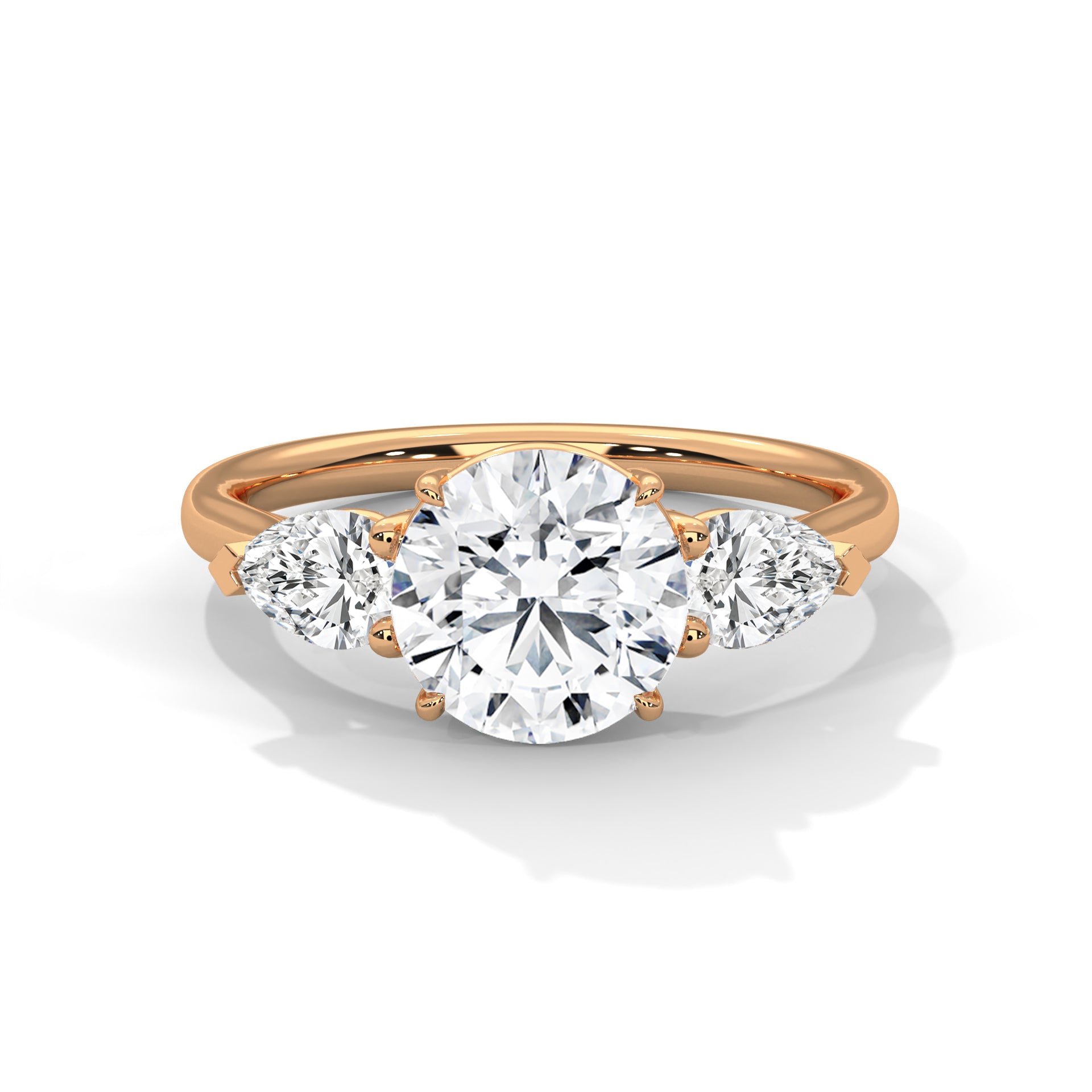 Trinity Pear 3 CTW Round-Cut Diamond Engagement Ring | E-VS1
