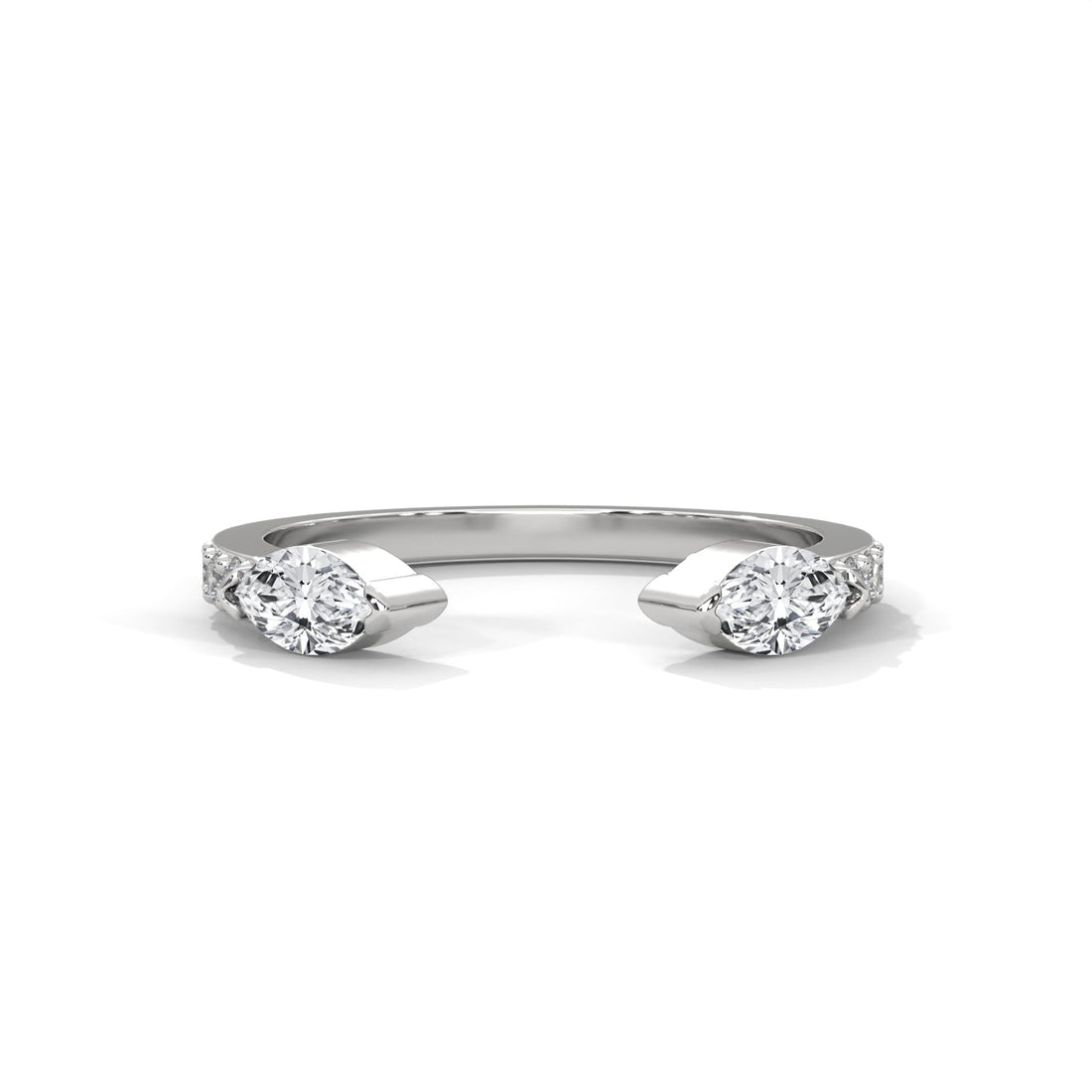 Modern Marquise Lab-Grown Diamond Gold Open Wedding Band | 0.54 CTW