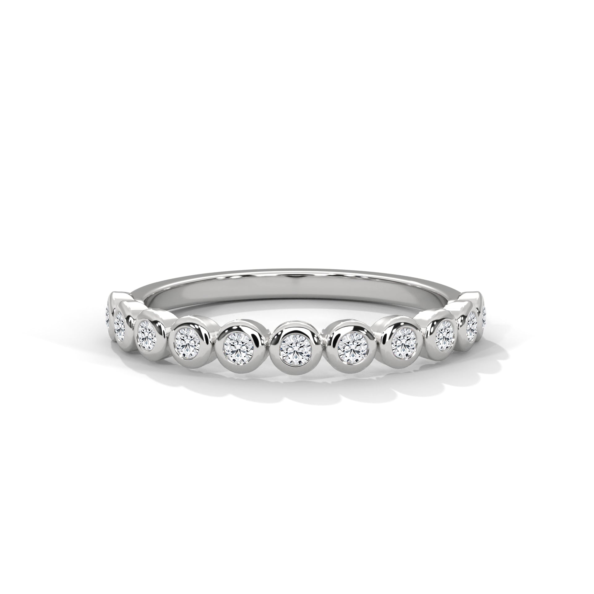 Circular Elegance:  Round Diamond Bezel Set Gold Band | 0.23 CTW